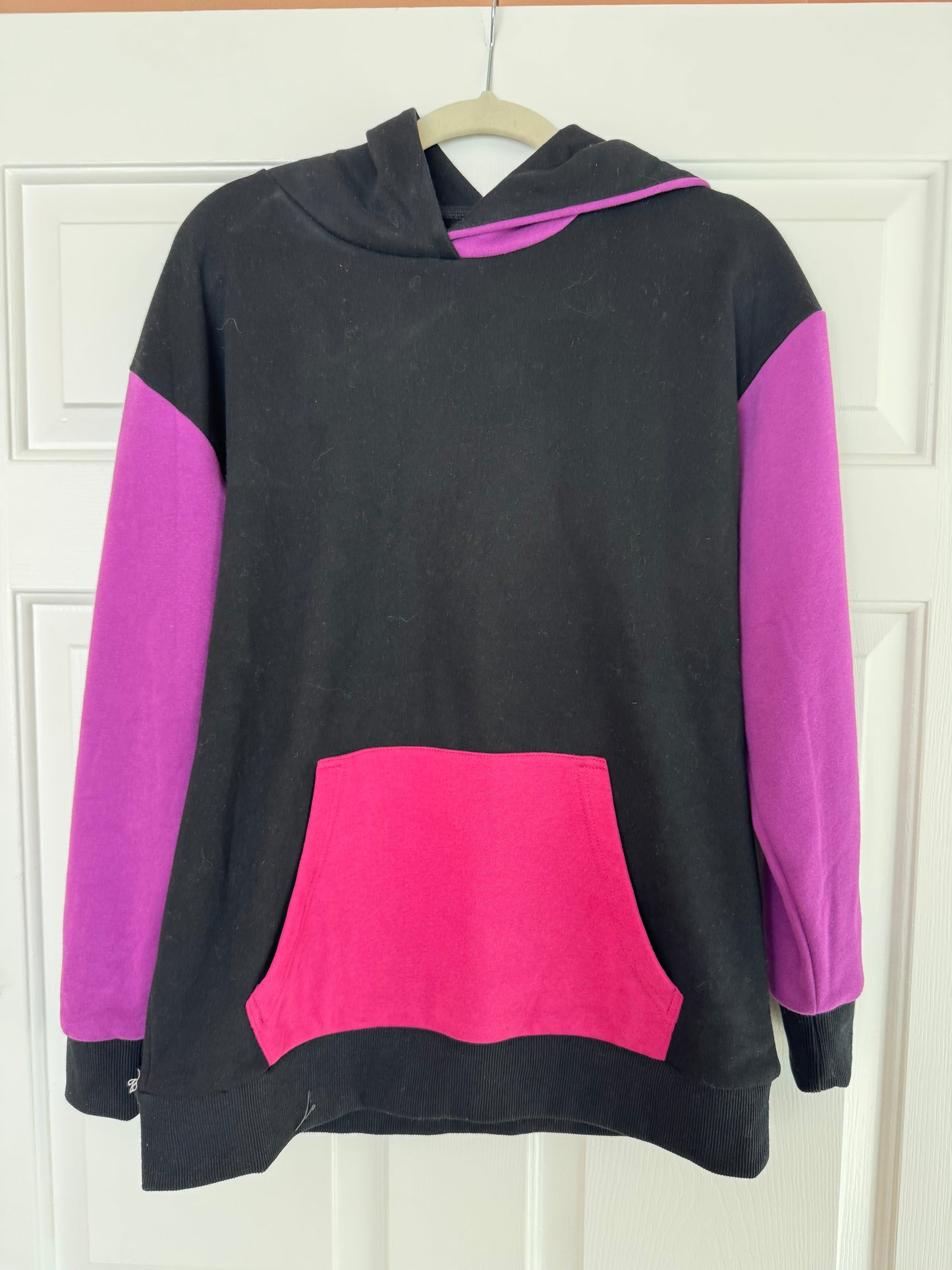 Purple & Black Color Block Hoodie