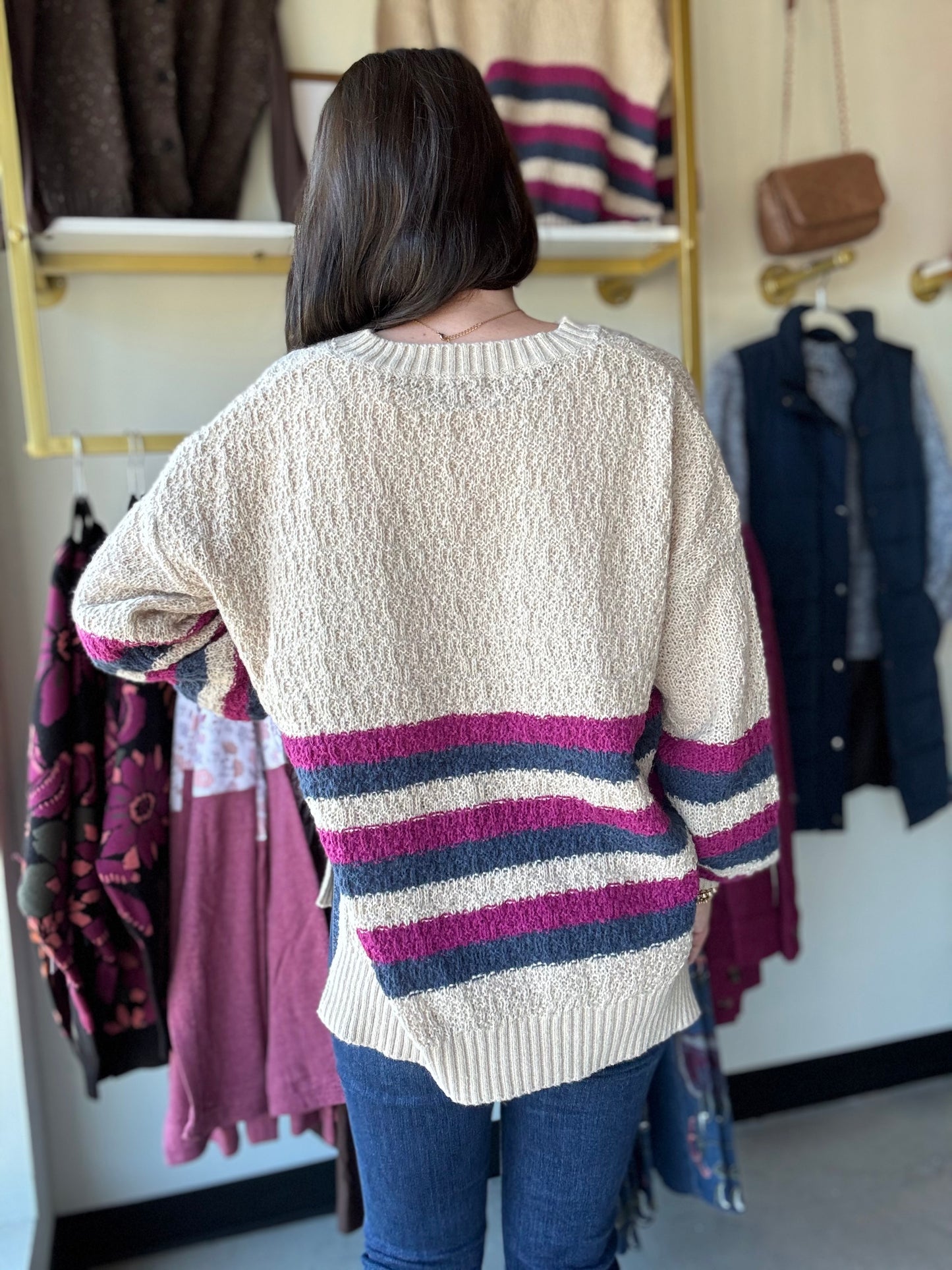Berry Border Stripe Sweater