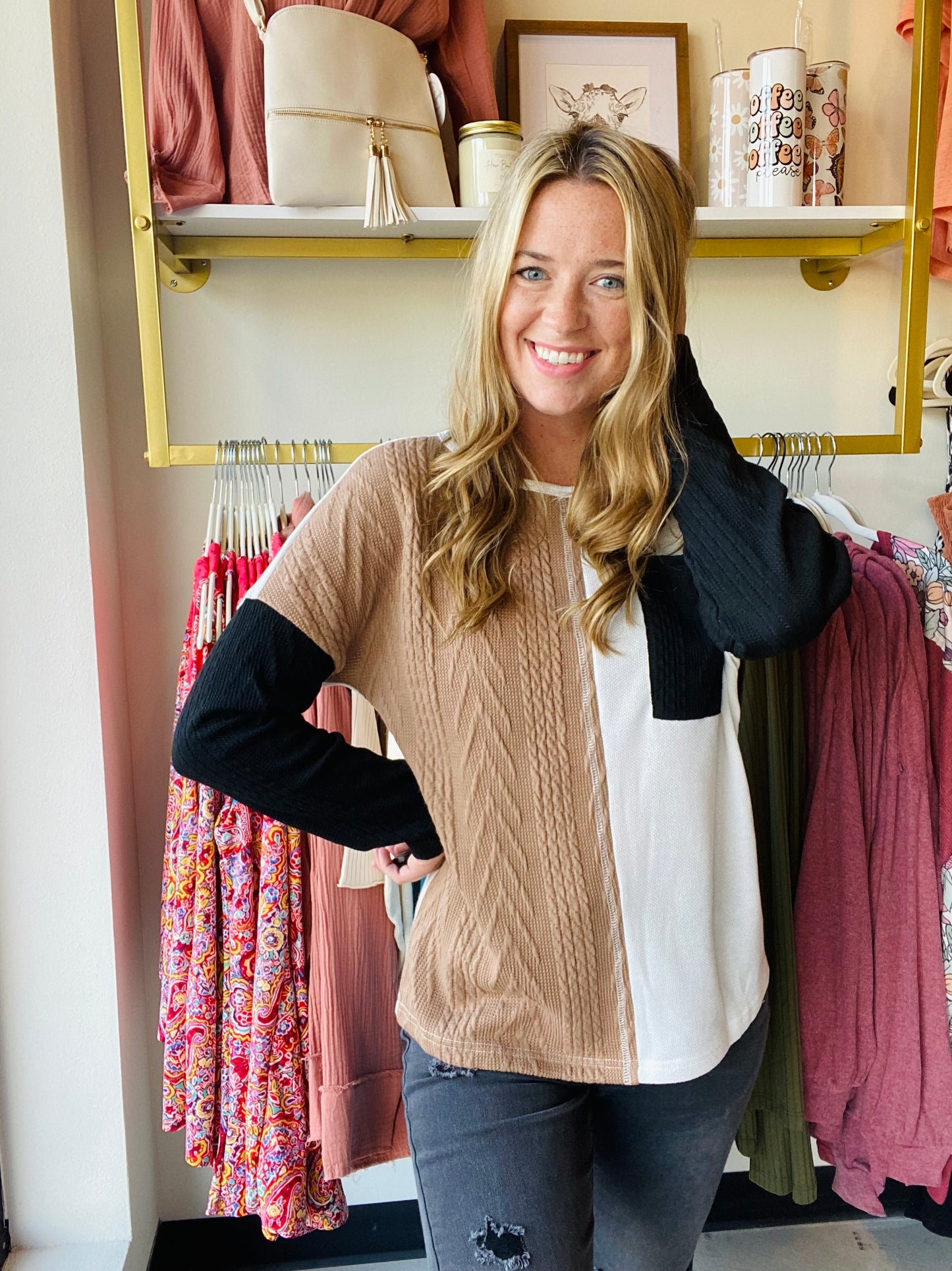 Brown and Black Cable Knit