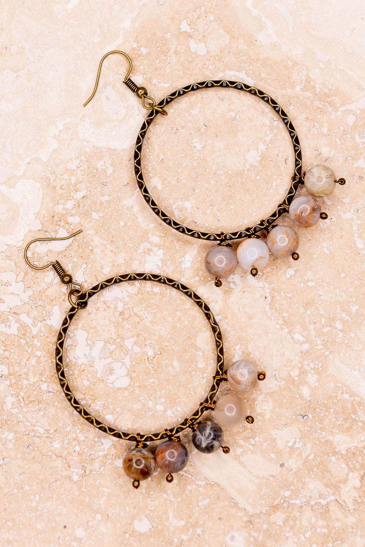 Rosetta Bamboo Agate Earrings
