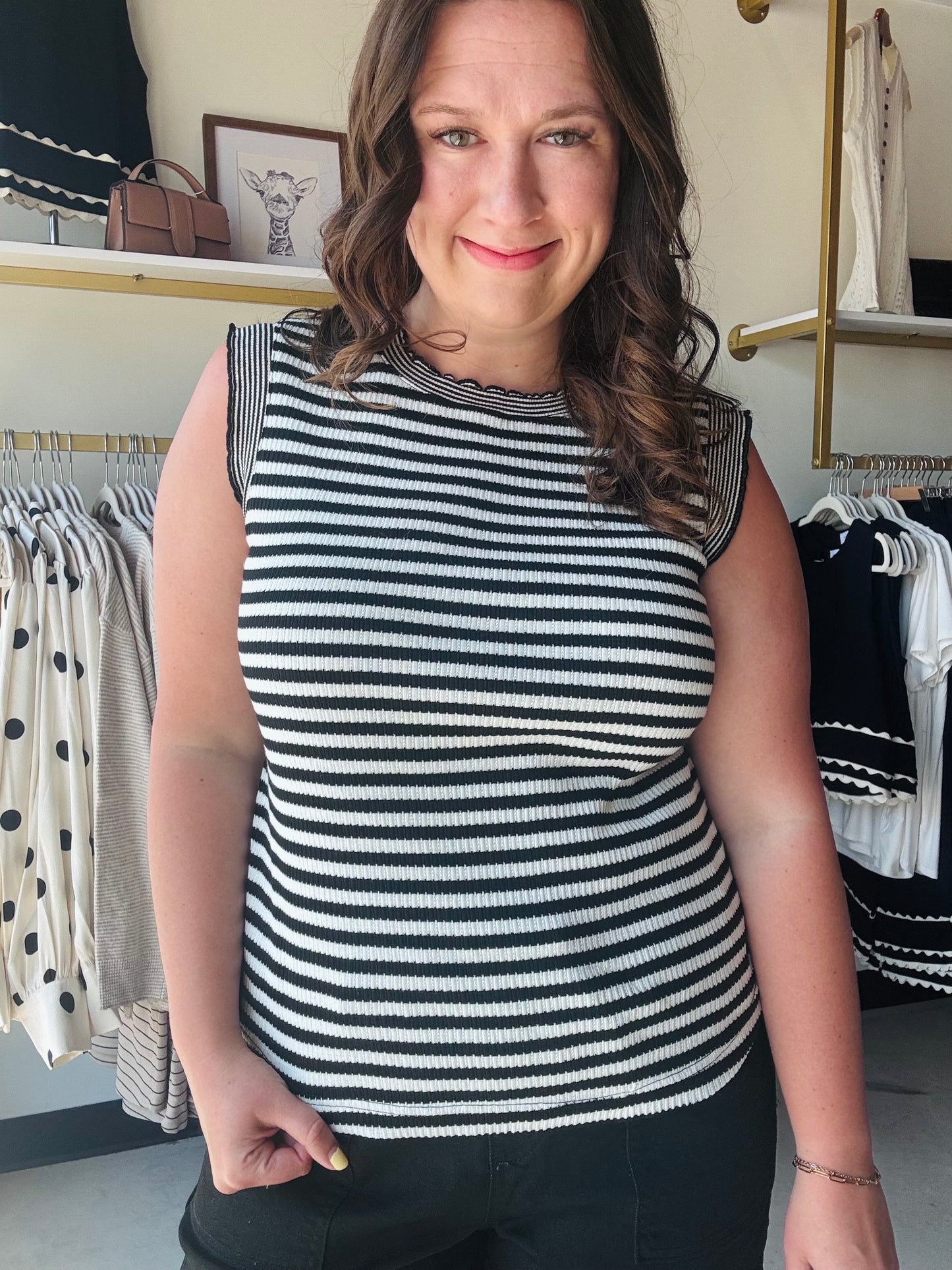 Black & White Knit Sweater Tank