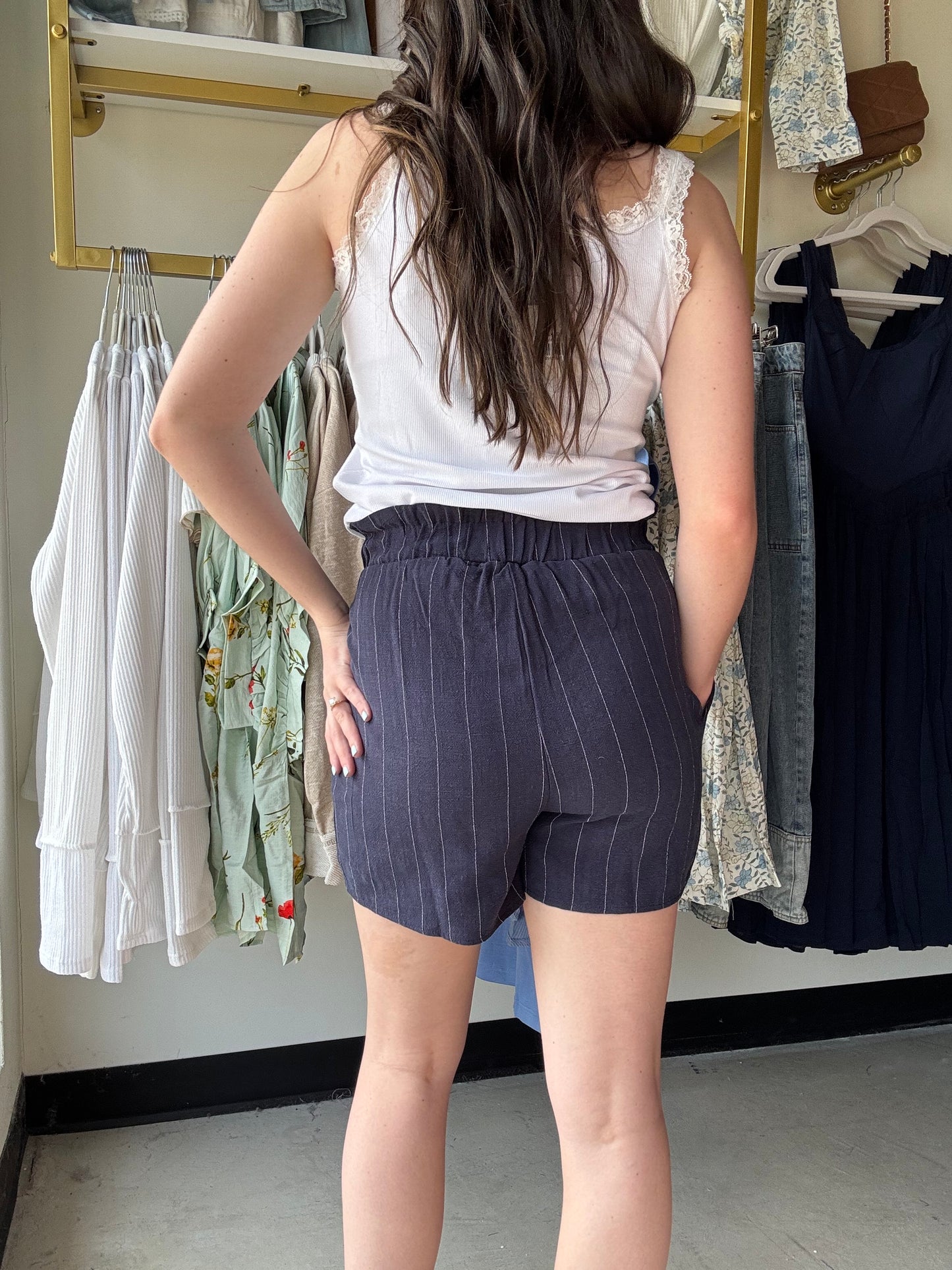 Navy Libby Linen Shorts