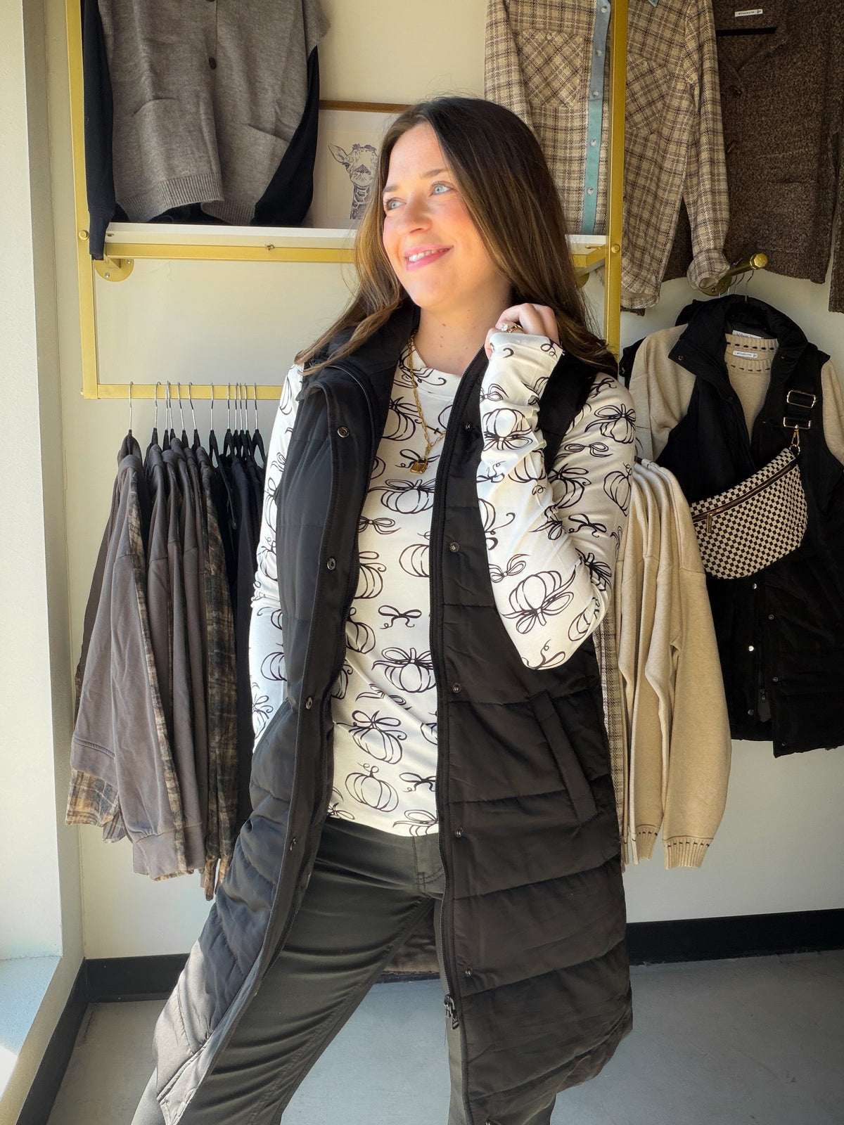 Black Harlow Long Vest