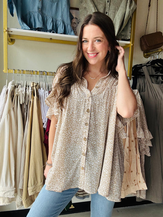Sand Leopard Woven Tunic