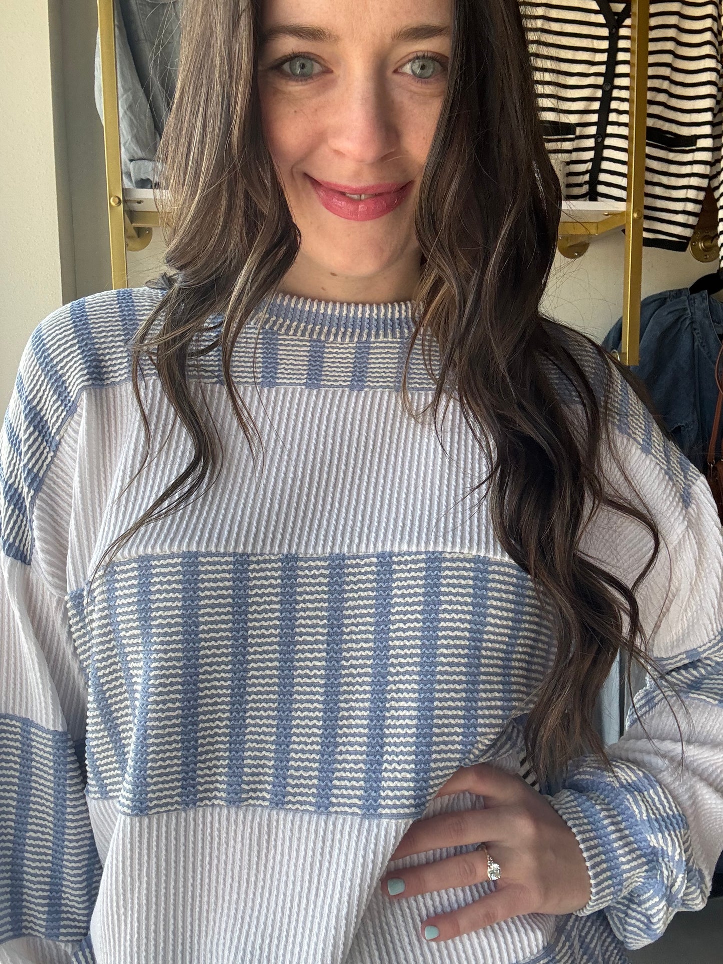 Denim Blue Striped Pullover