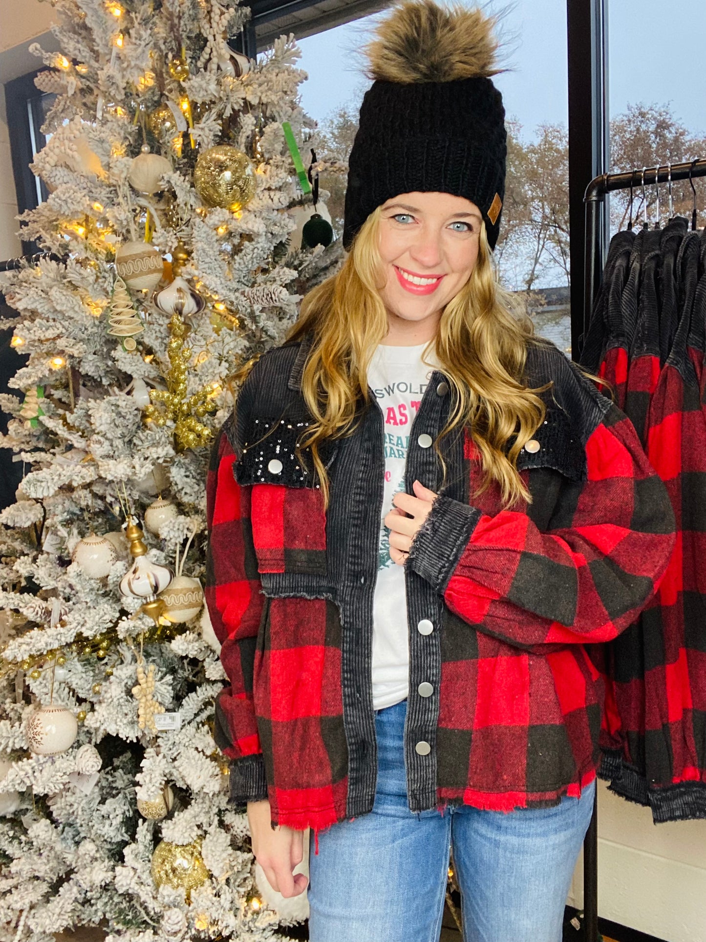 Buffalo Plaid Sequin Shacket