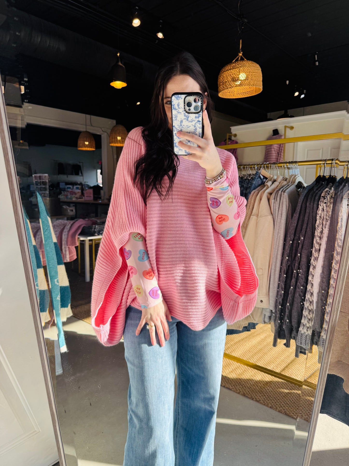 Meg Pullover Poncho - Pink