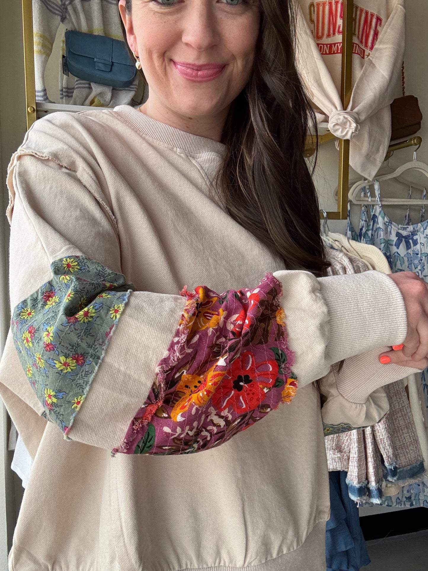 Oatmeal Mix Sleeve Pullover