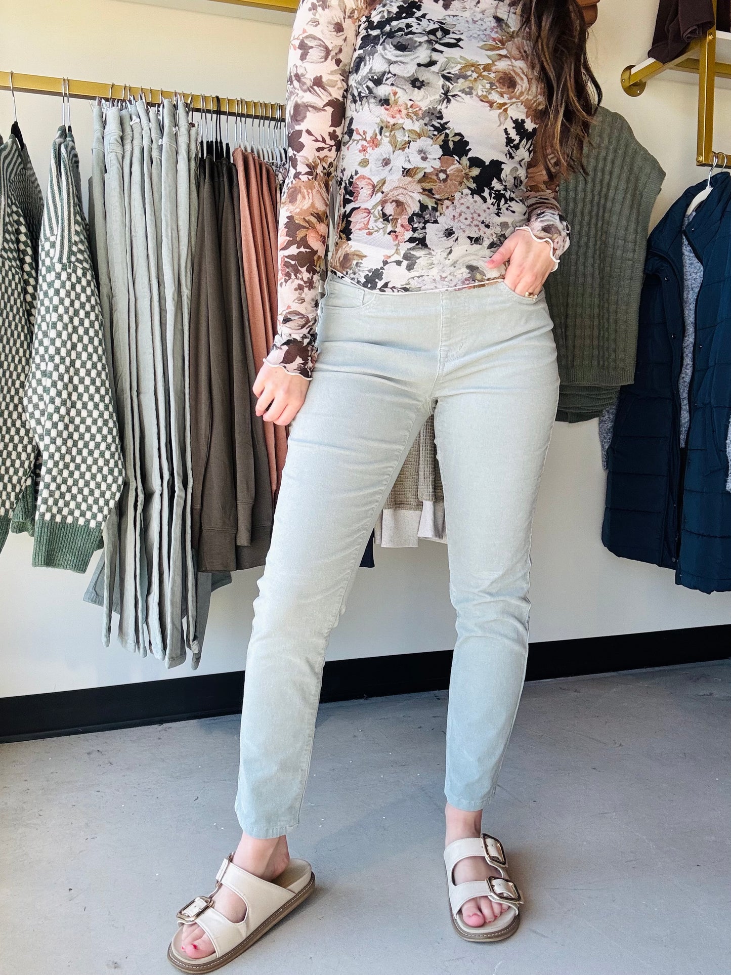 Icy Grey Micro Corduroys