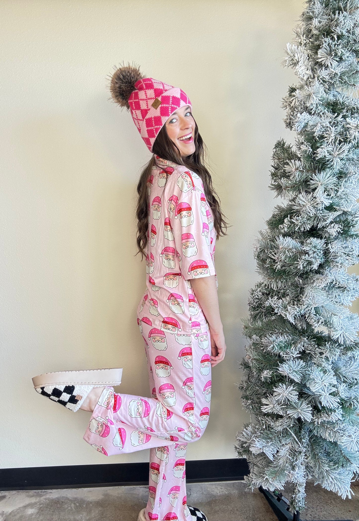Pink Santa Face PJ Set
