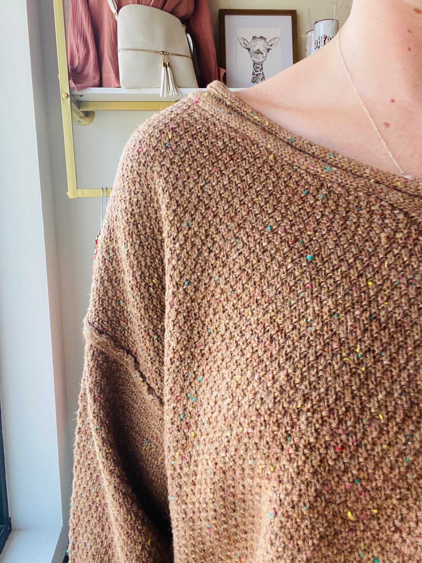 Brown Subtle Confetti Knit Sweater