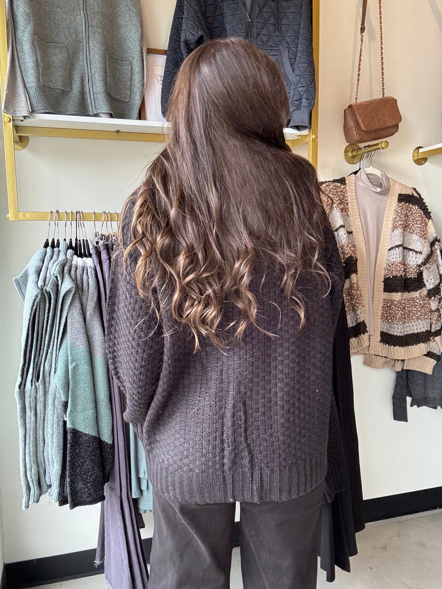 Denim Contrast Sweater Cardi