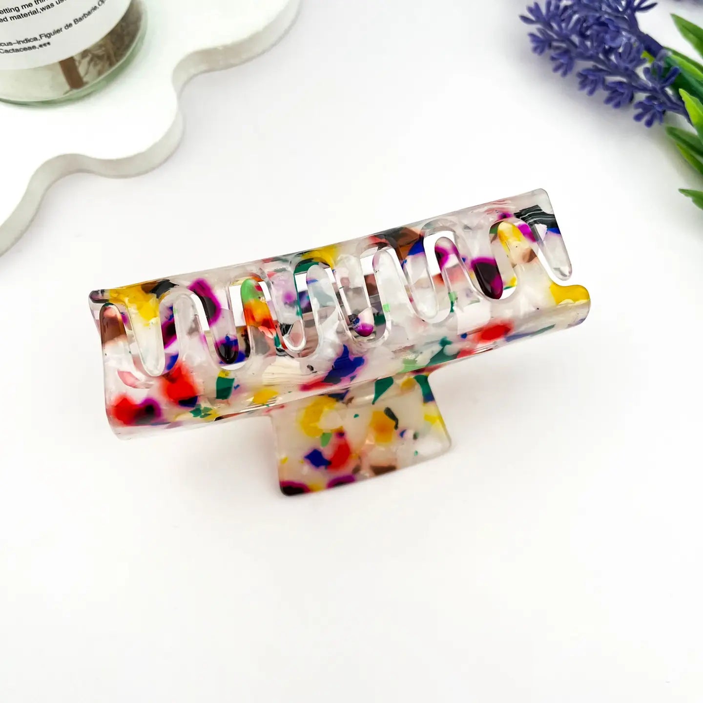 Hollow Floral Square Hair Claw Clip Geometric