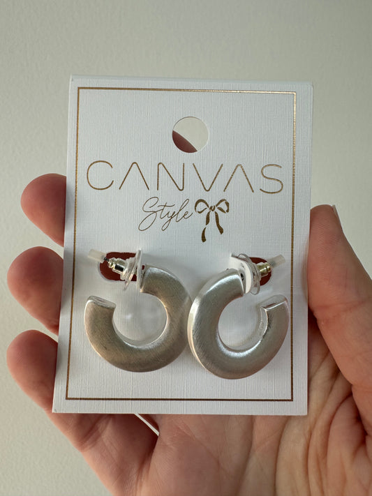 Cali Large Flat Hoops - Satin Silver