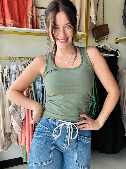 Olive U Neck Seamless Tank