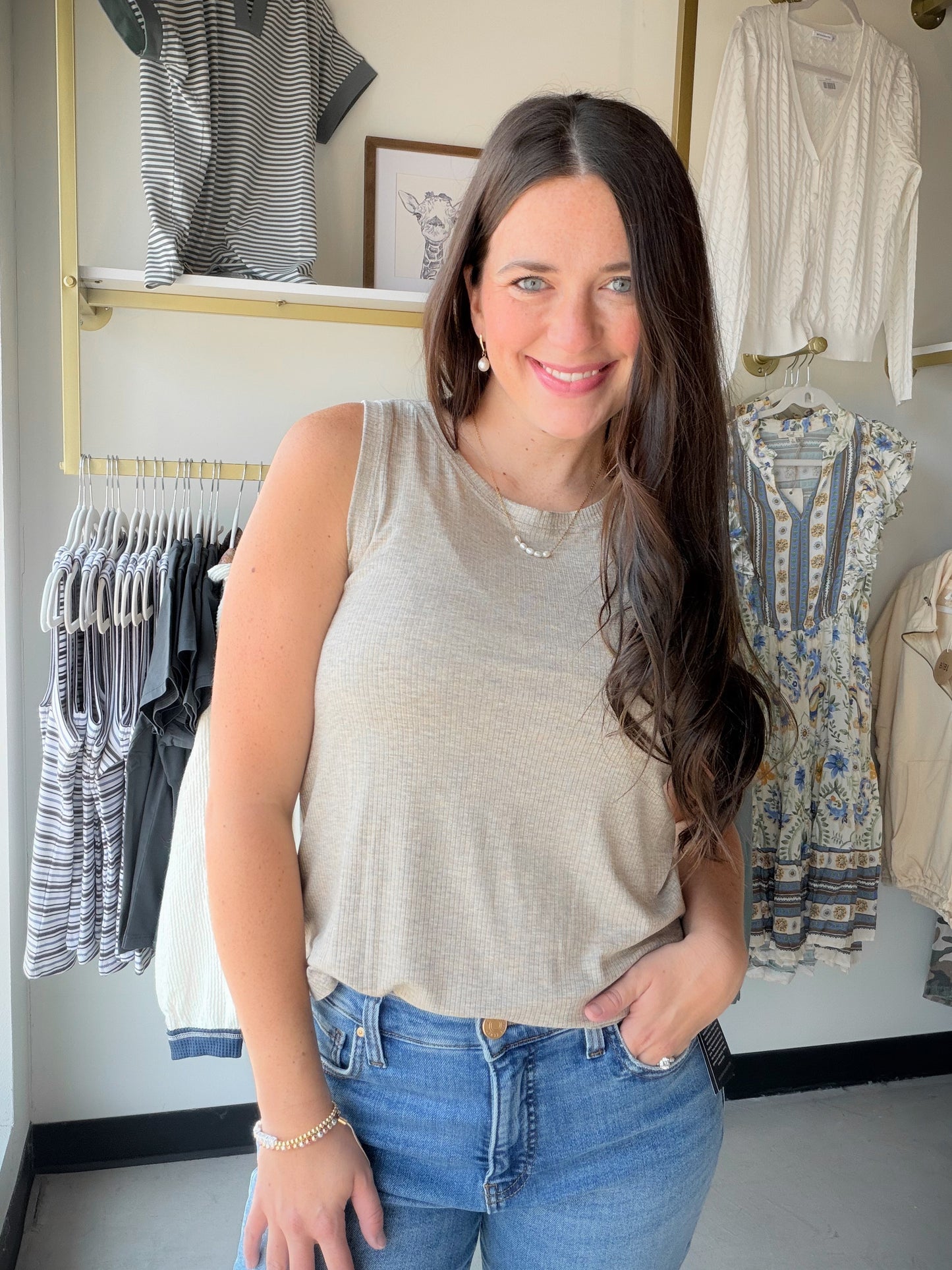 Camel Heather Euclid Tank
