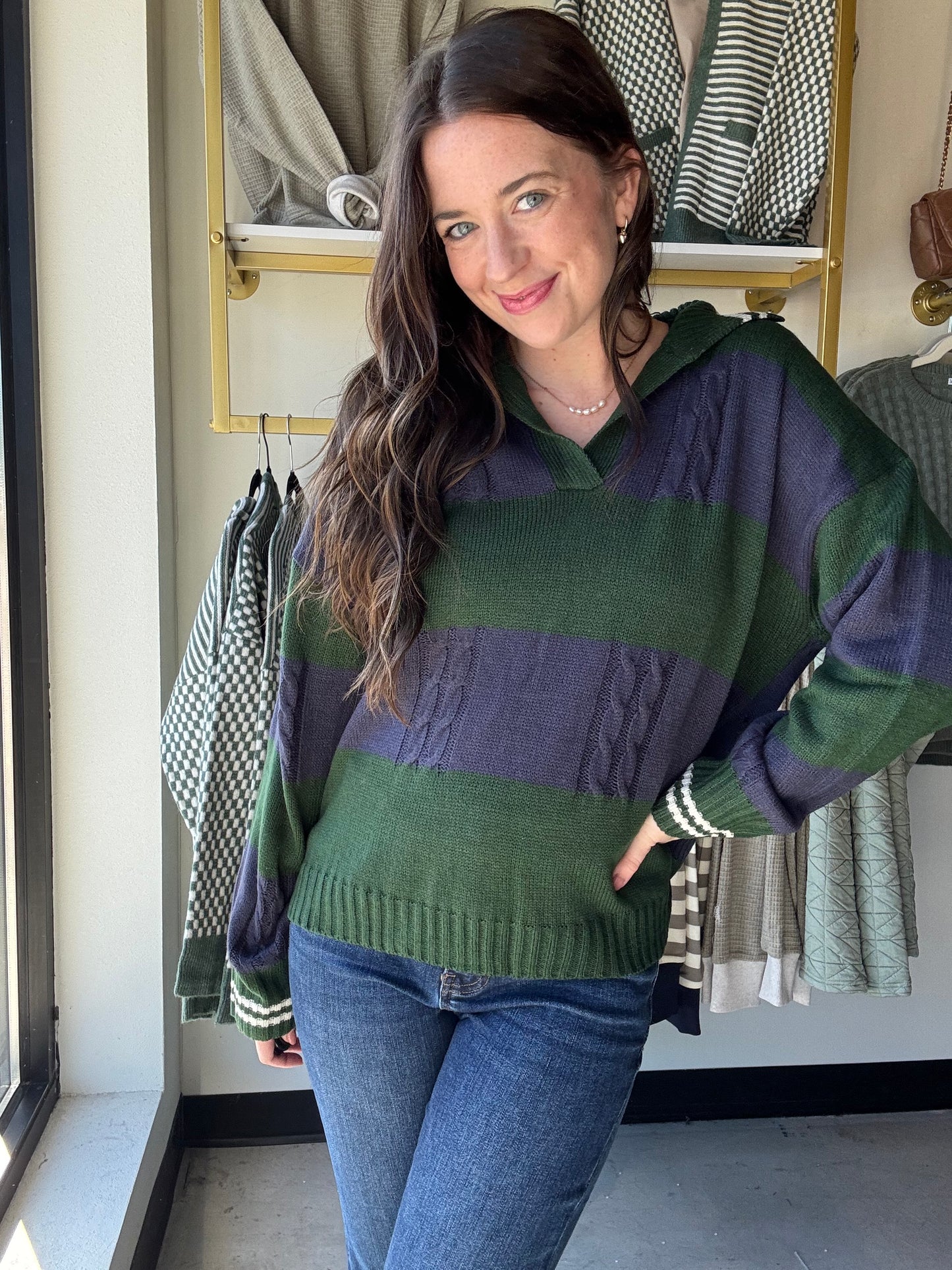 Yale Navy Stripe Sweater