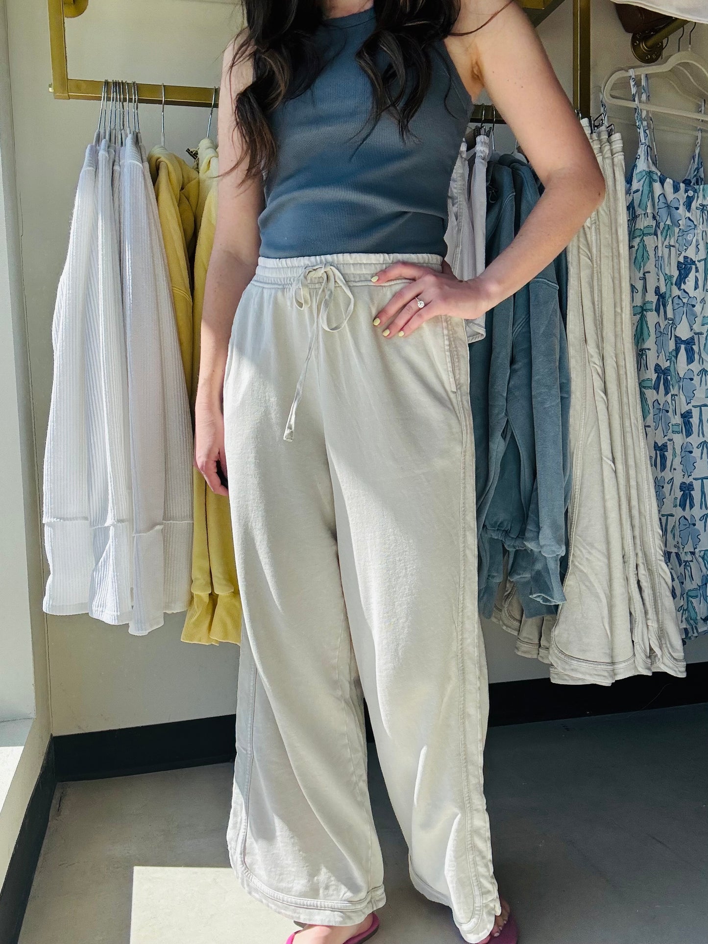 Ecru Terry Knit Pants
