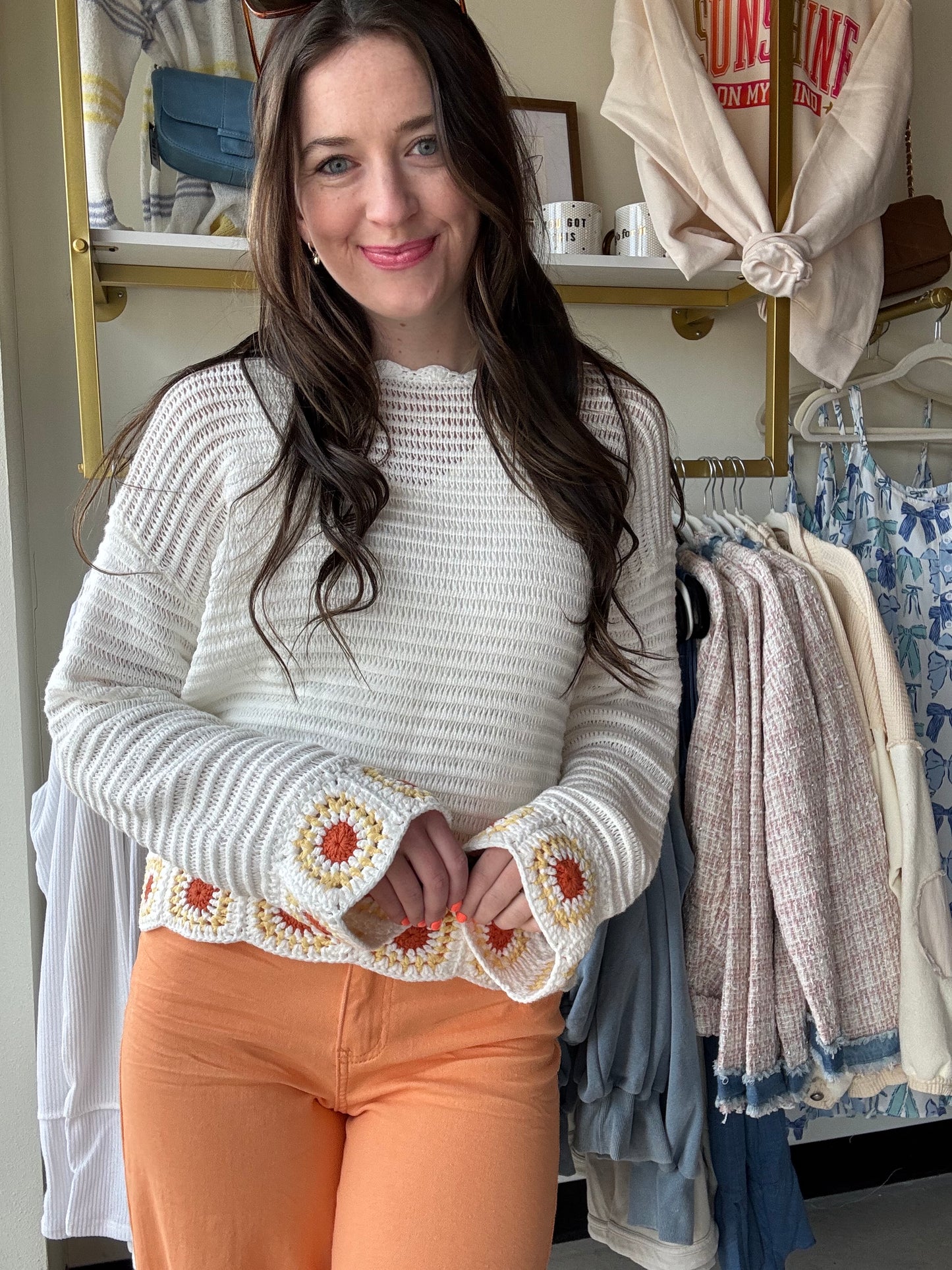 Crochet Detail Knit Sweater