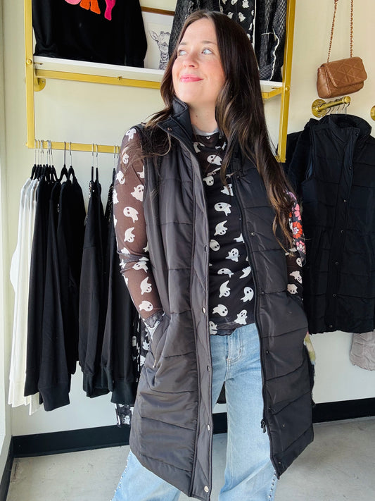 Black Harlow Long Vest