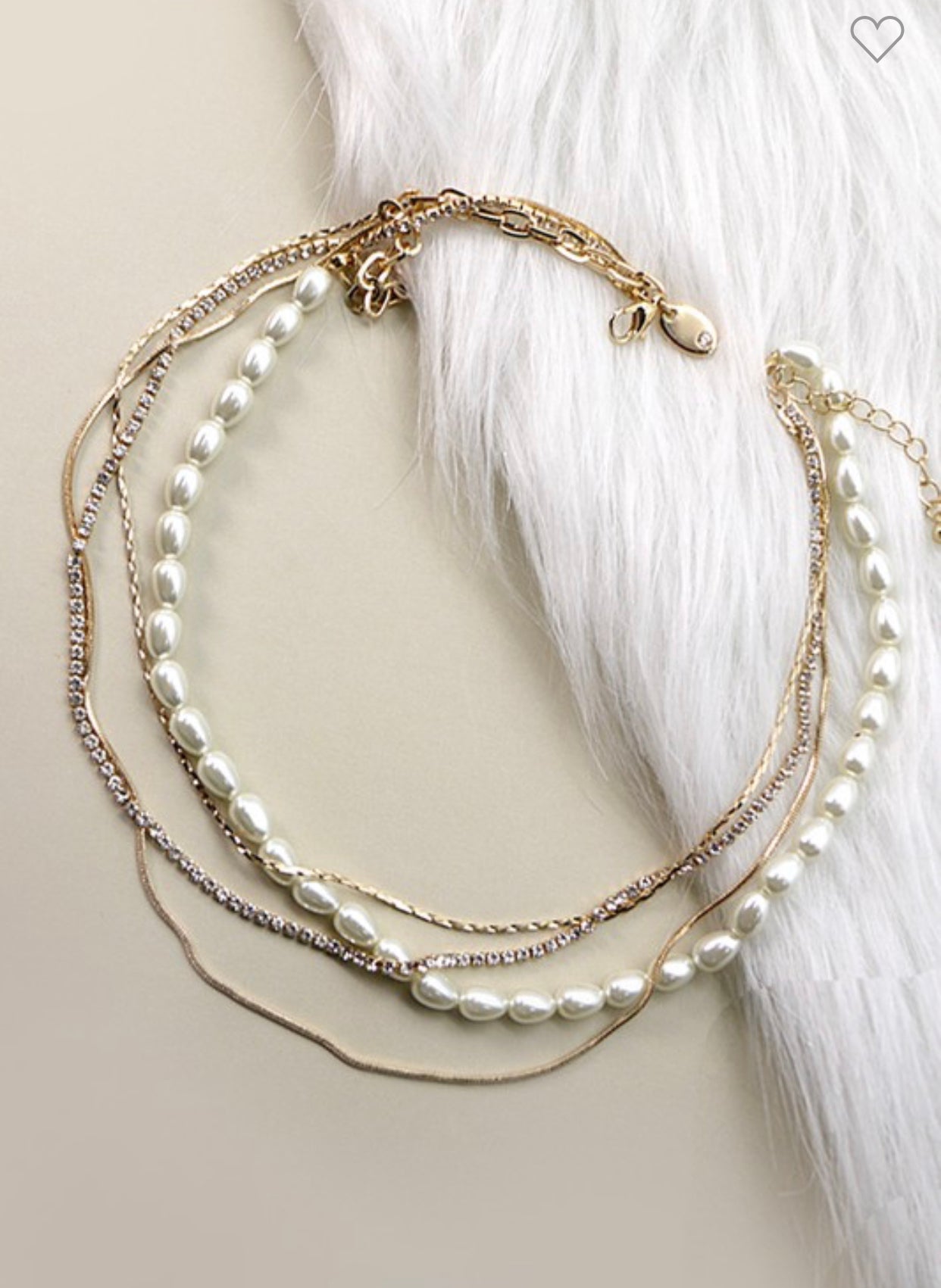 Rhinestone Pearl Multi Layer Necklace
