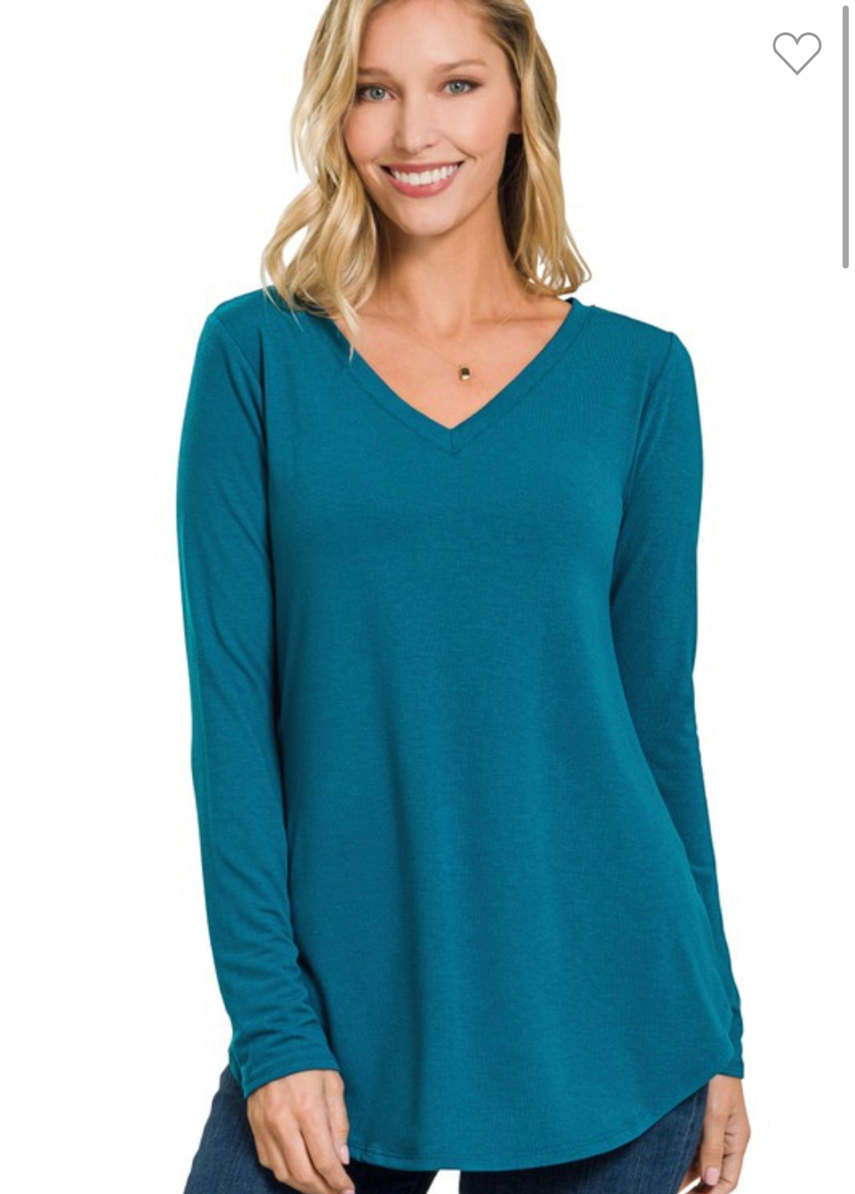 Teal V Neck Long Sleeve