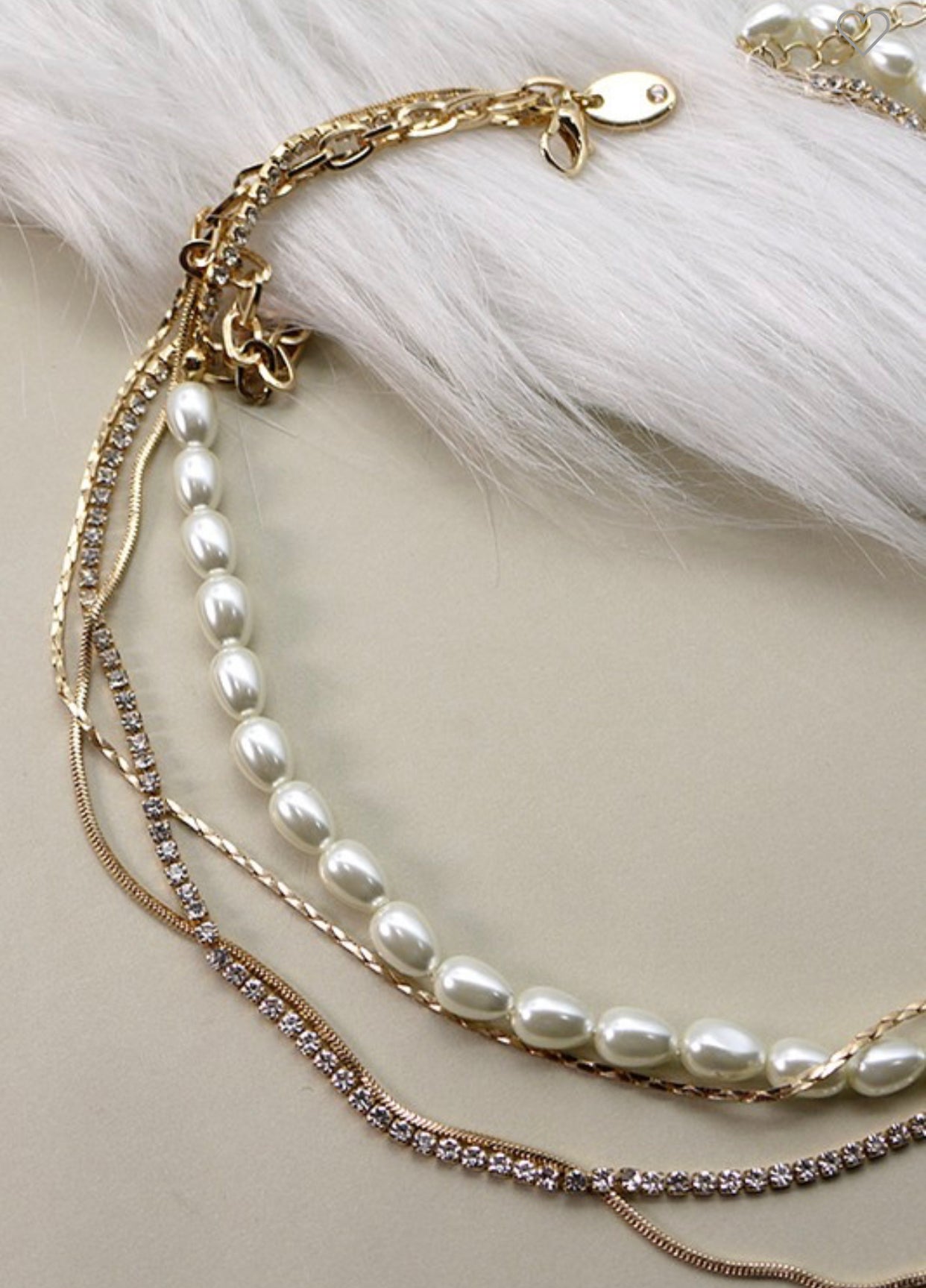 Rhinestone Pearl Multi Layer Necklace