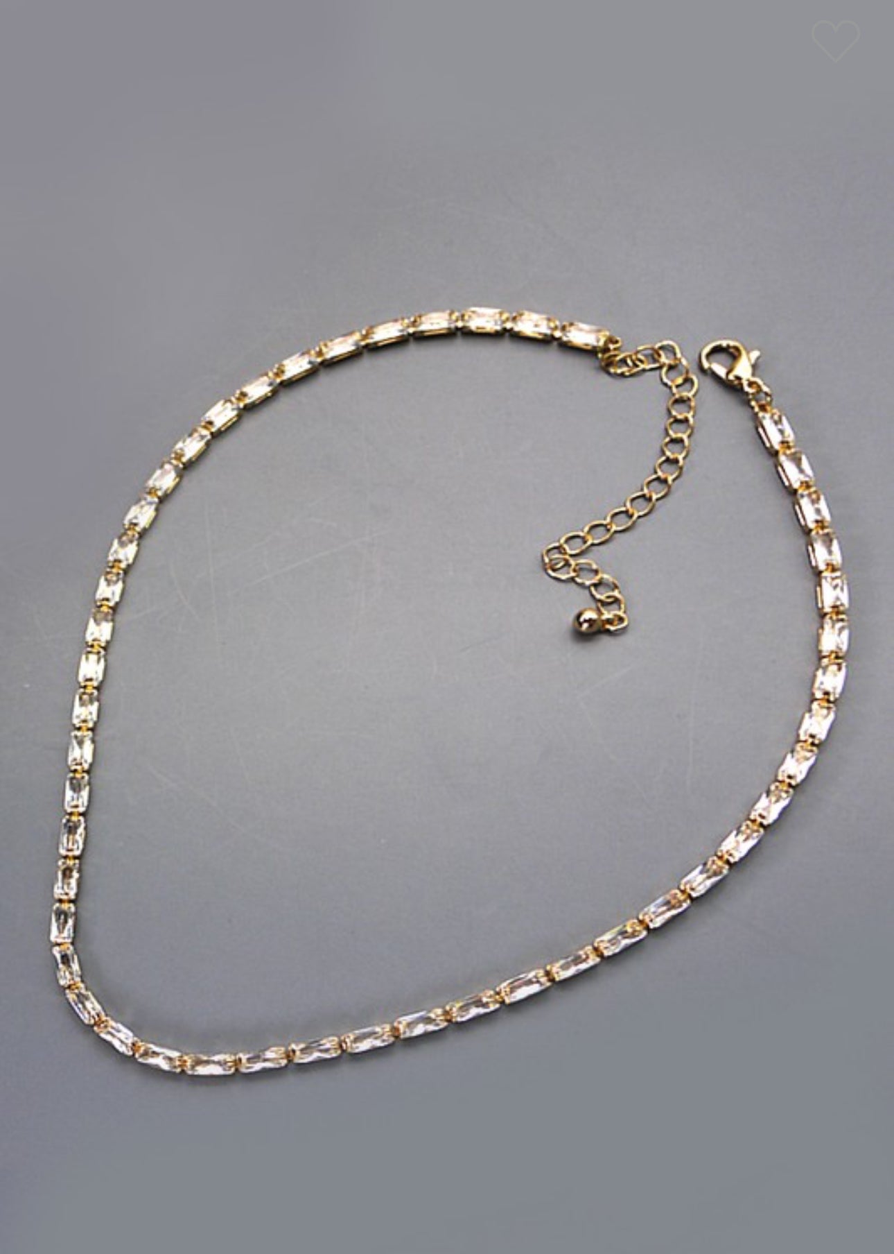 Single Row Thin Baguette Stone Necklace