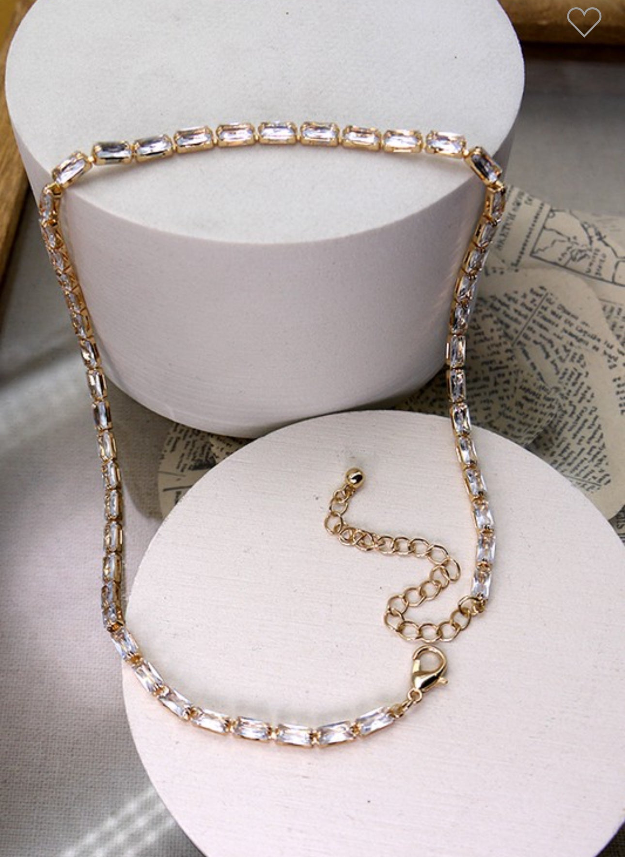 Single Row Thin Baguette Stone Necklace