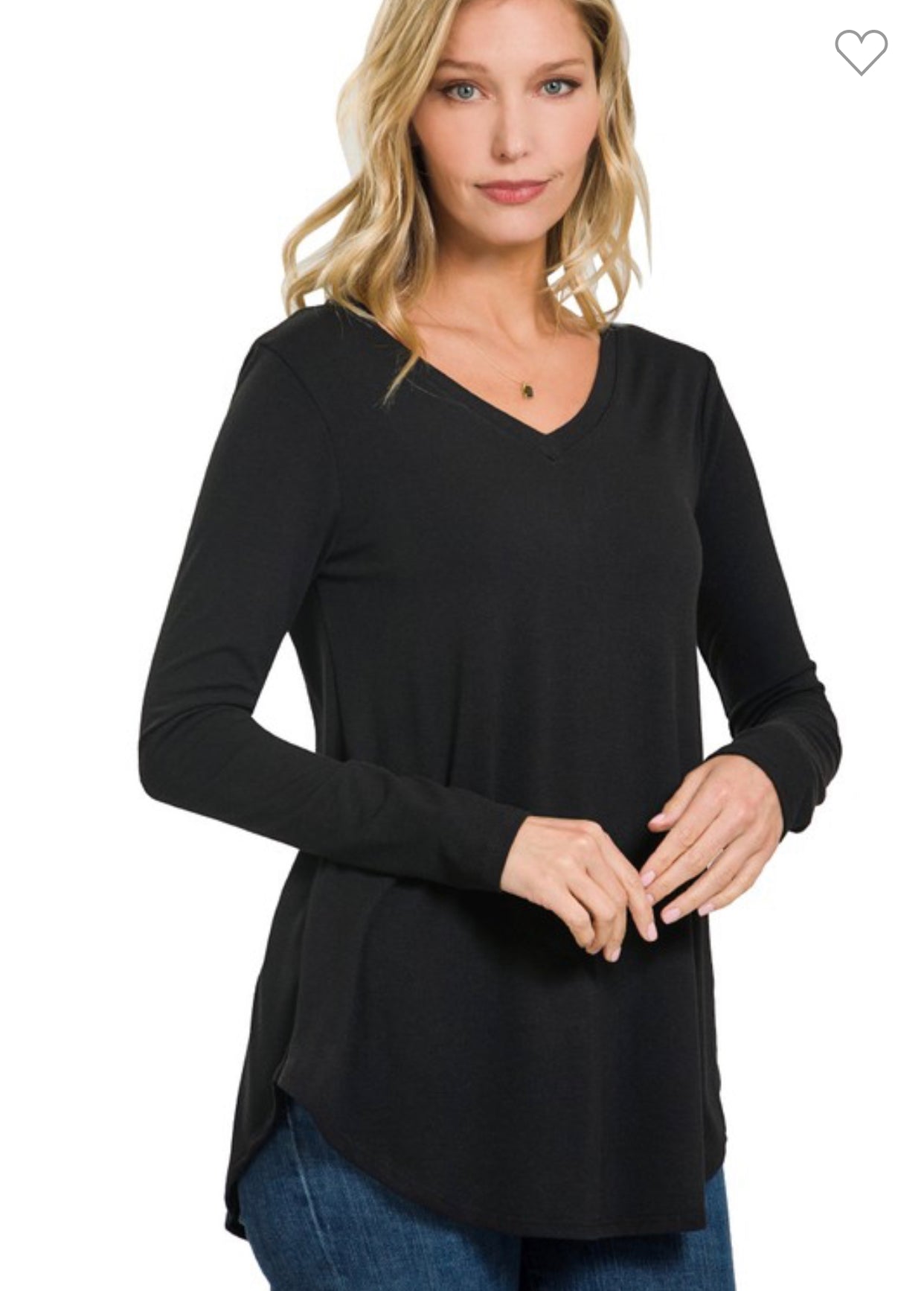 Black V Neck Long Sleeve