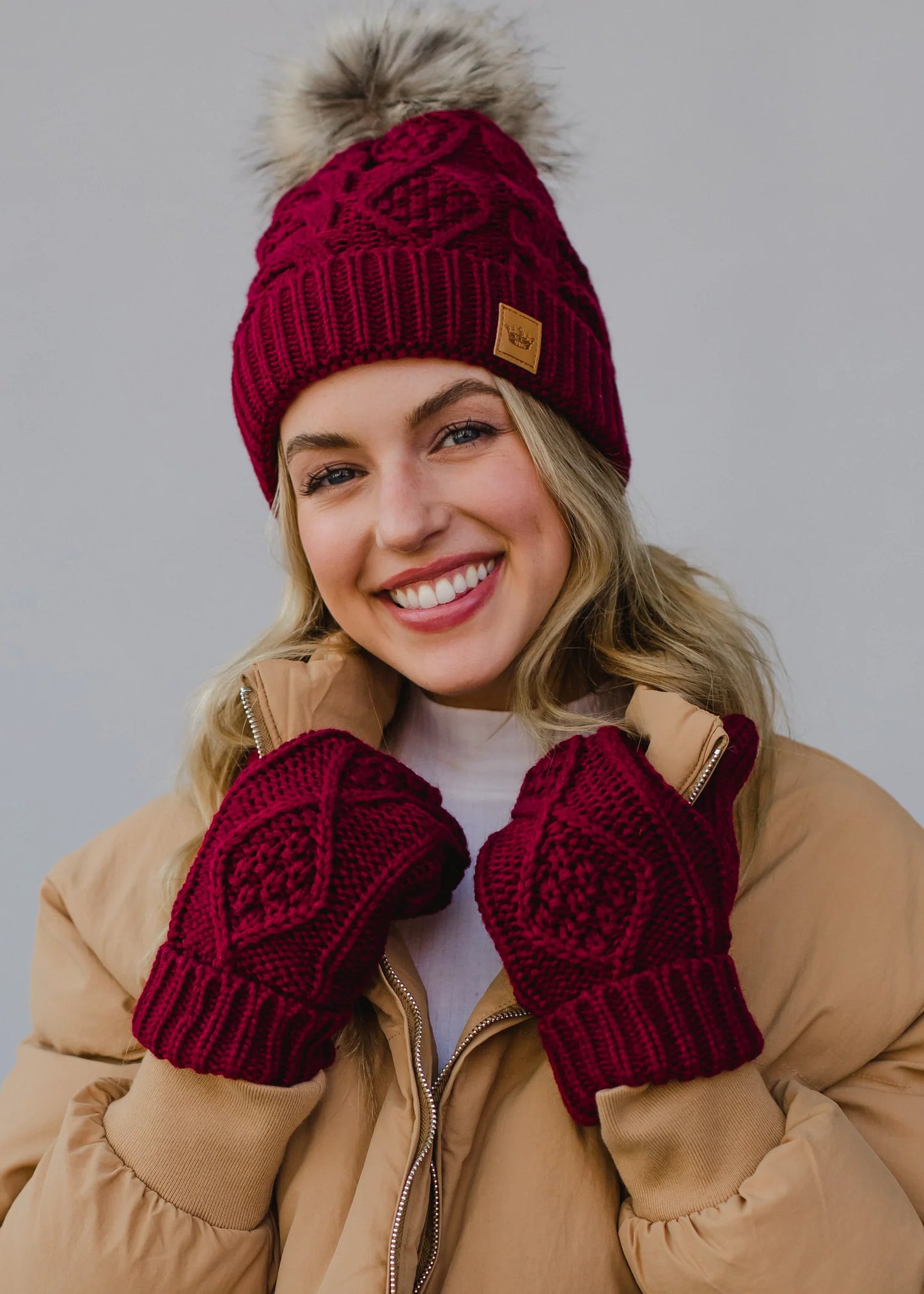 Burgundy Pom Hat