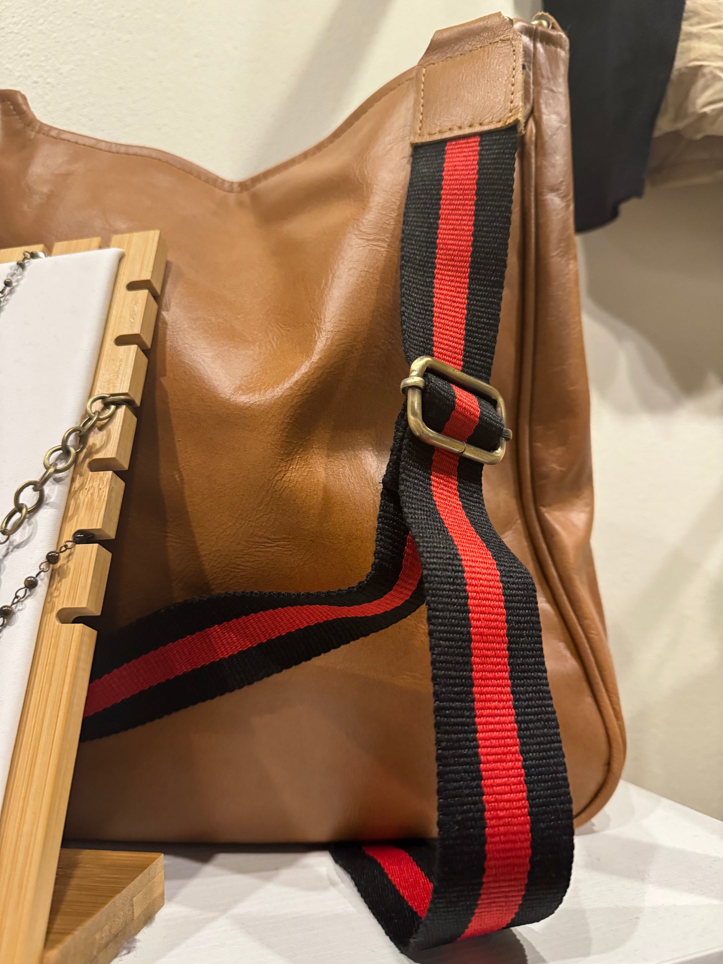 Genuine Leather Crossbody- red strap