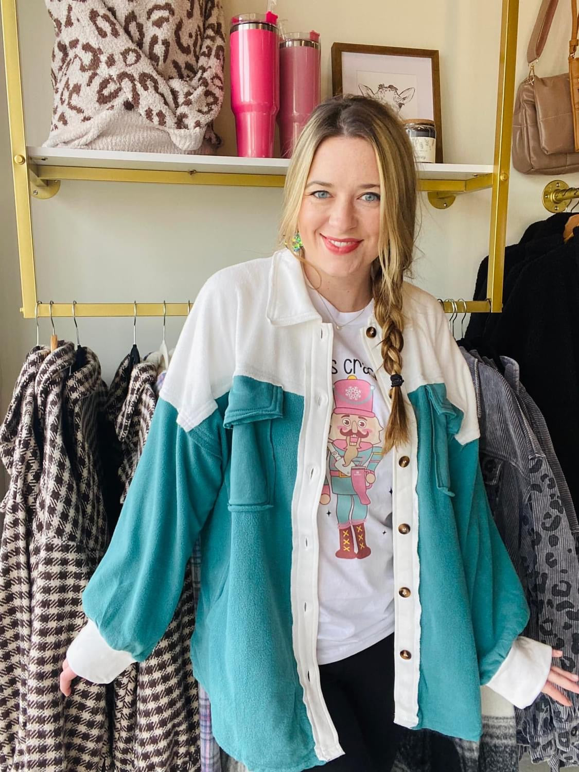 Teal Slouchy Shacket