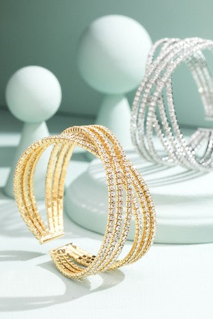 Brass Pave Crystal Chain Bracelet