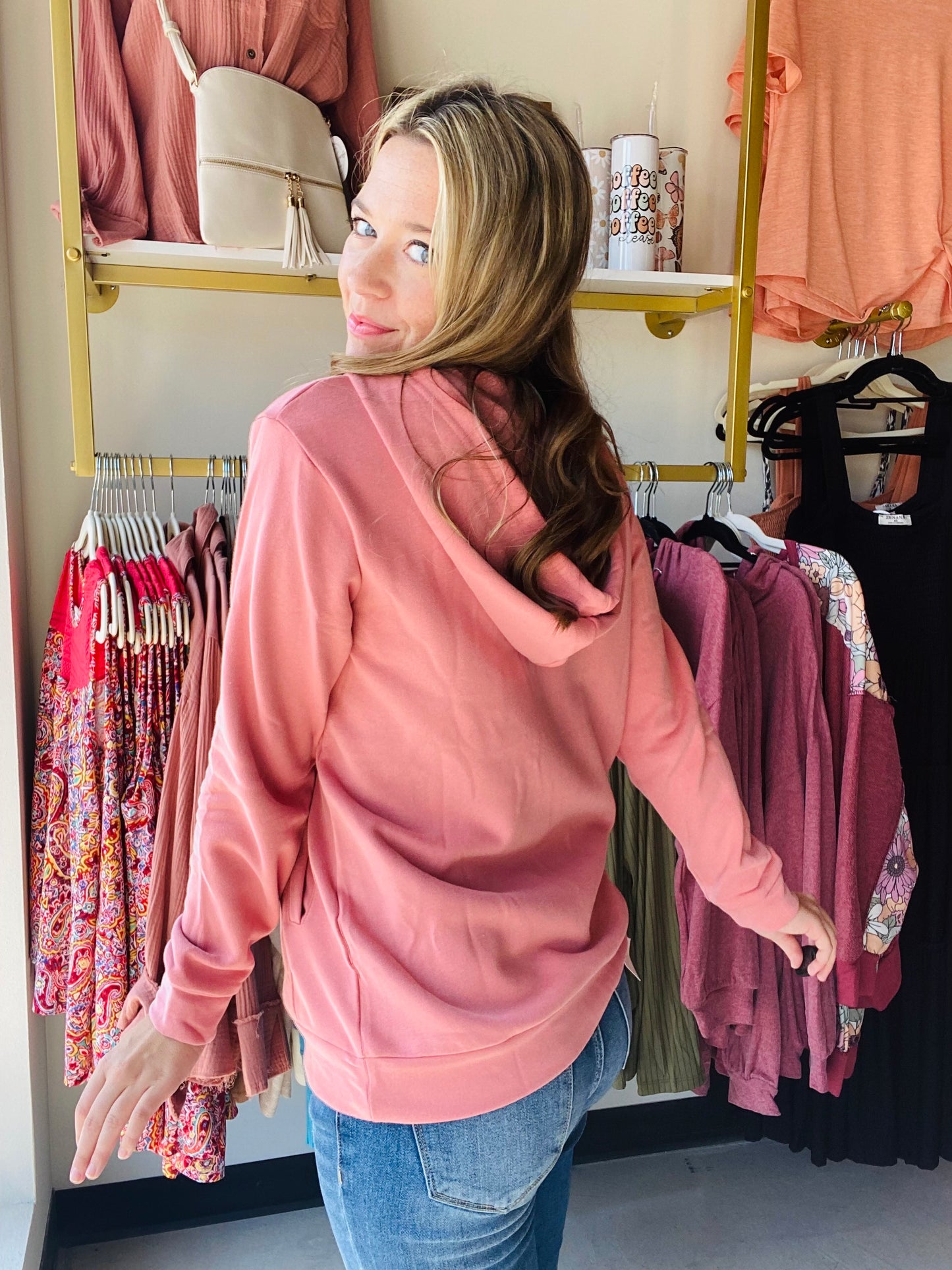 Pink Half Zip Everyday Hoodie