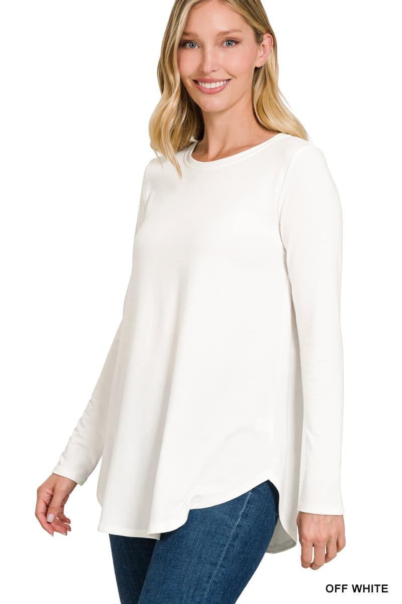 Off White Scoop Neck Long Sleeve