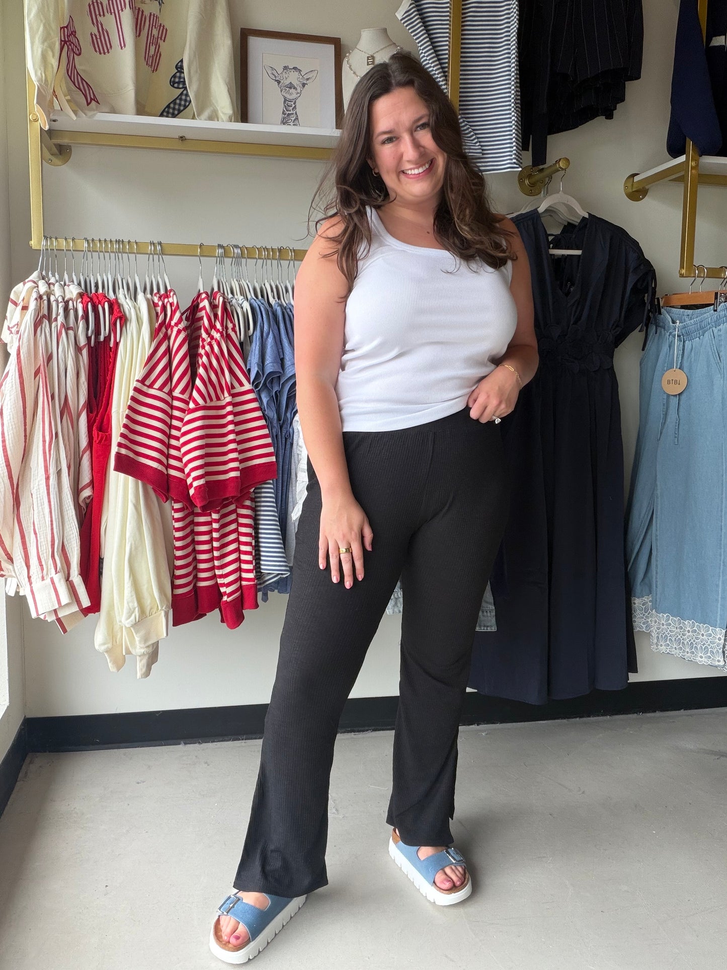 Knit Ribbed Flare Pants