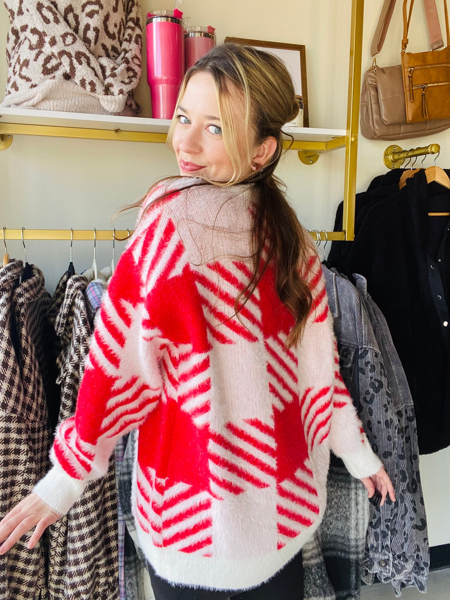 Red Modern Plaid Pullover