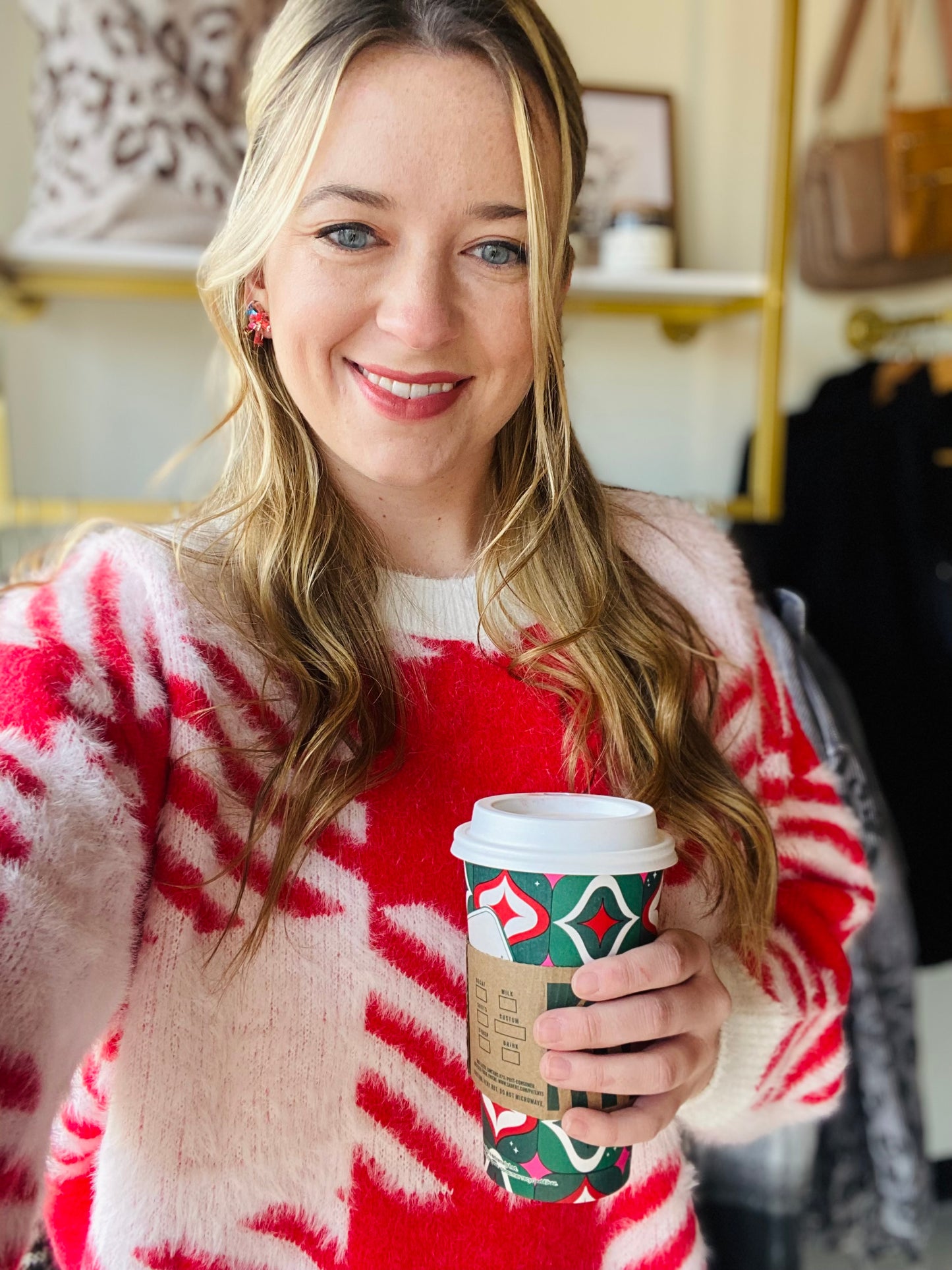 Red Modern Plaid Pullover