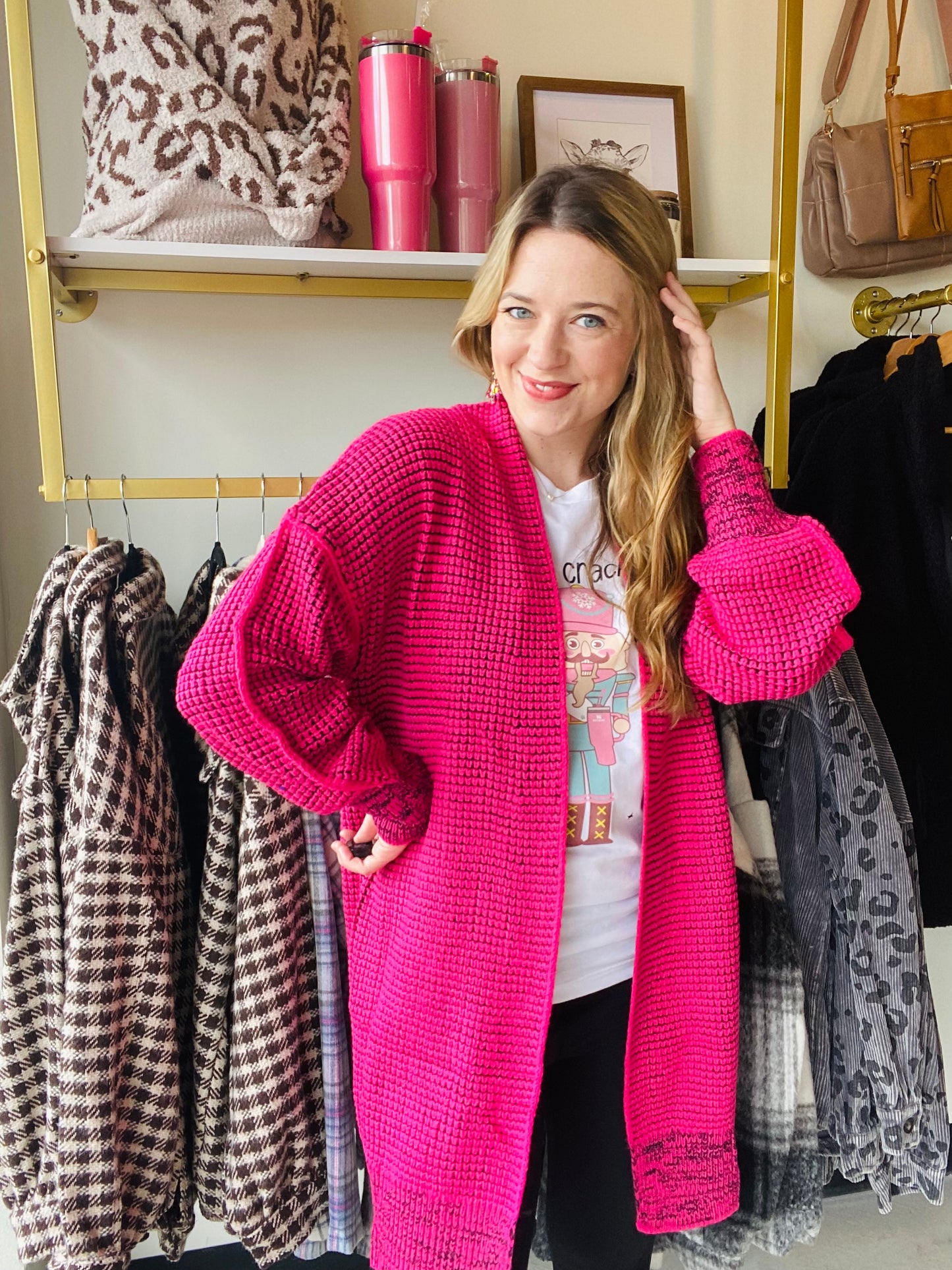 Rose Knitted Open Front Cardi