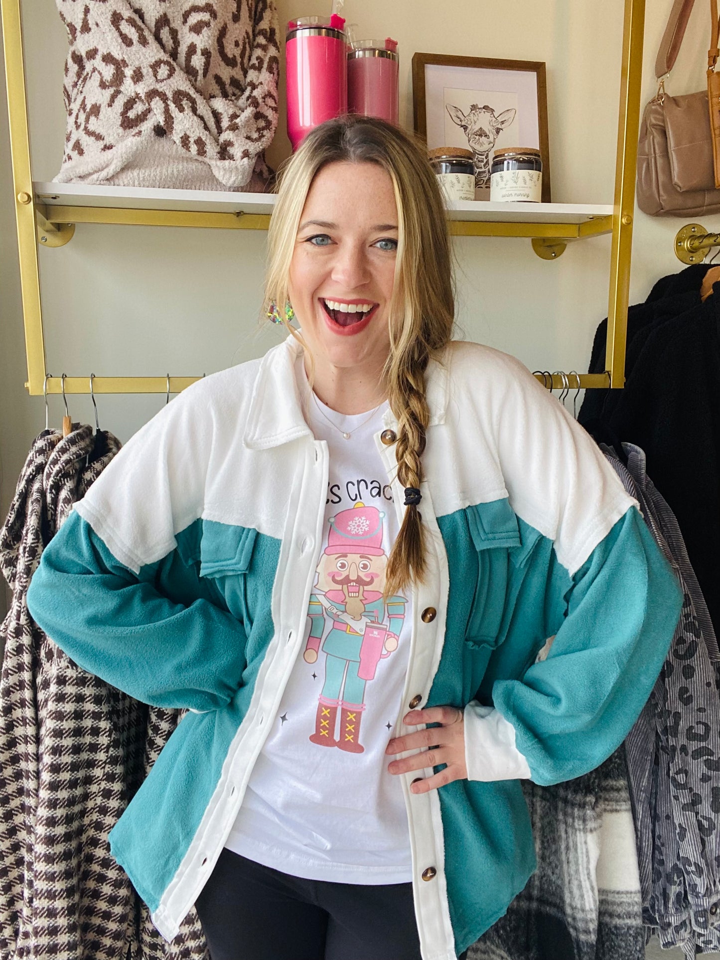 Teal Slouchy Shacket