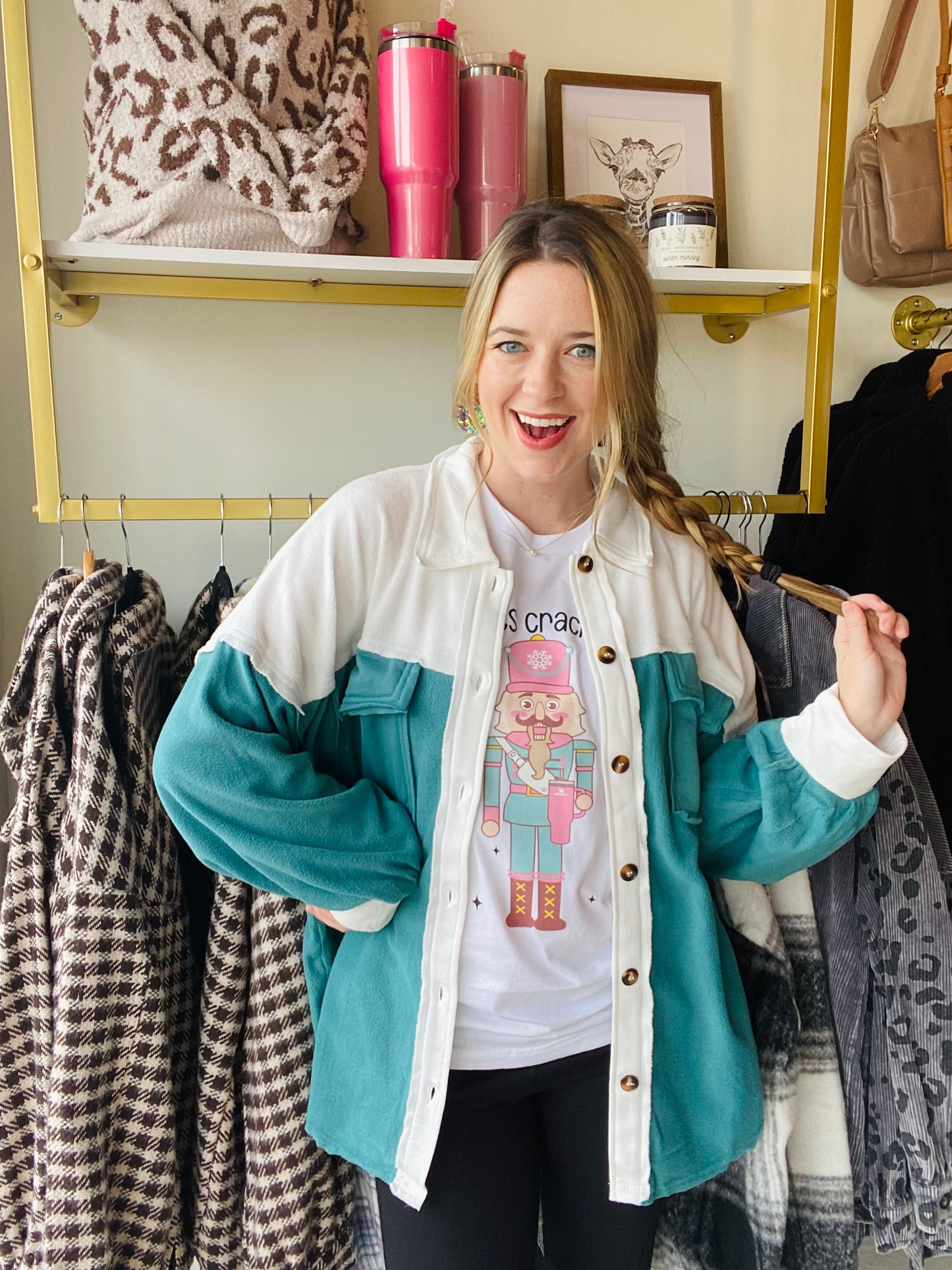Teal Slouchy Shacket