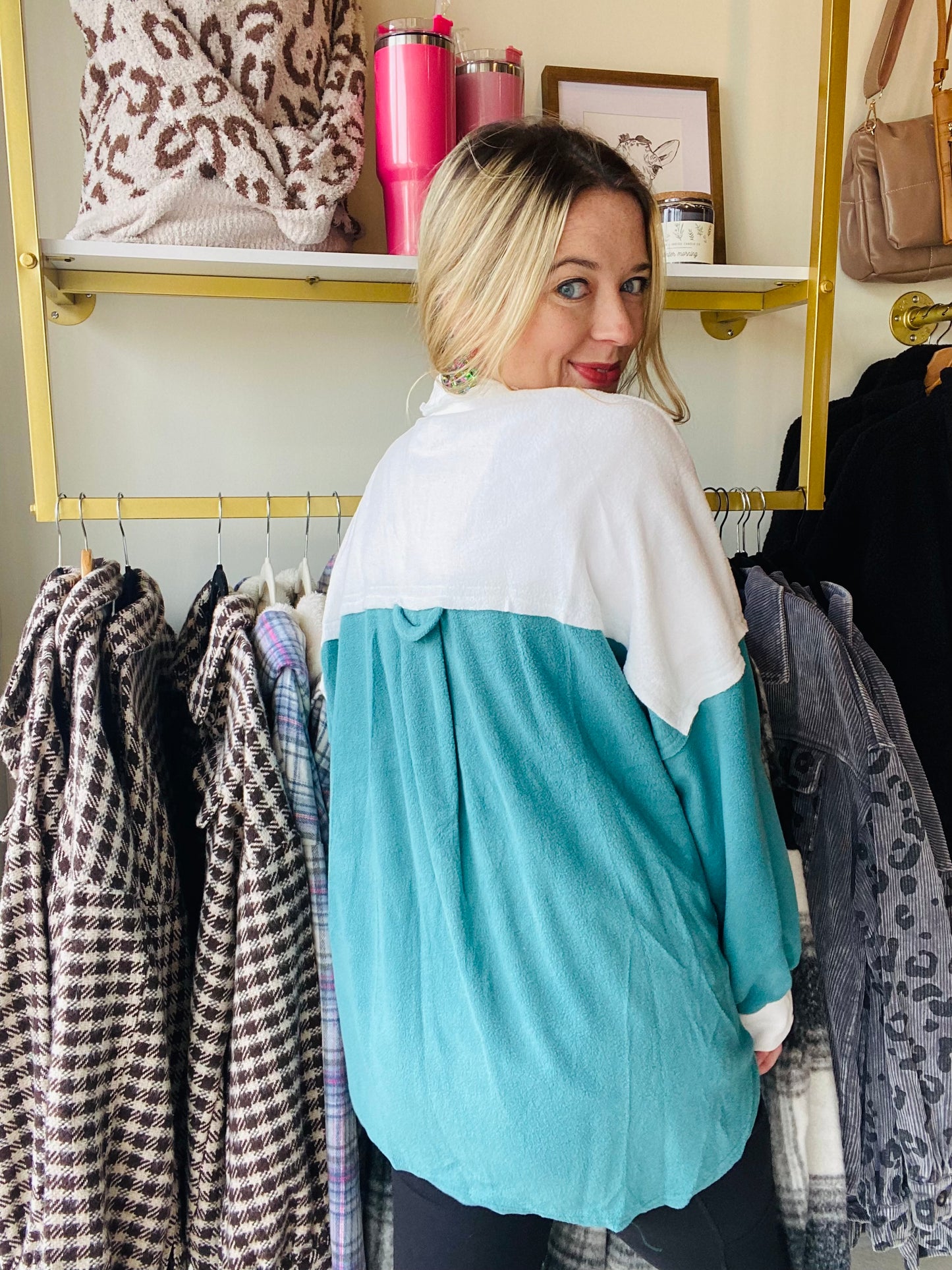 Teal Slouchy Shacket