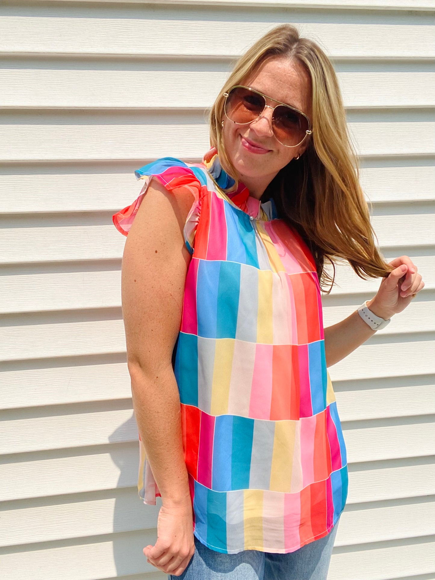 Color Wheel Ruffle Blouse