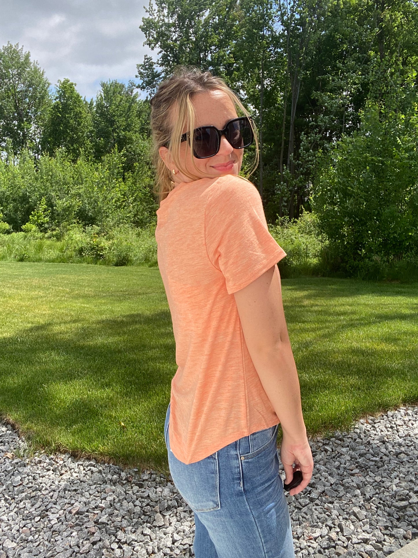 Coral Twist Front Tee