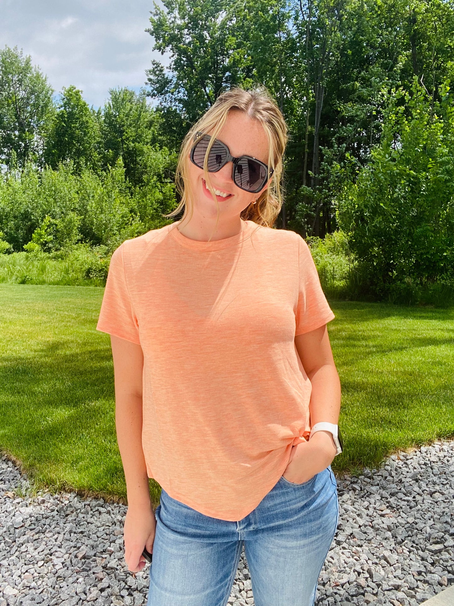 Coral Twist Front Tee