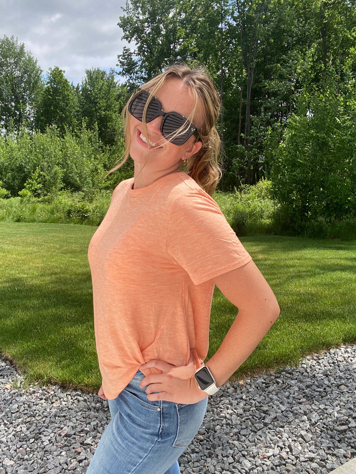 Coral Twist Front Tee