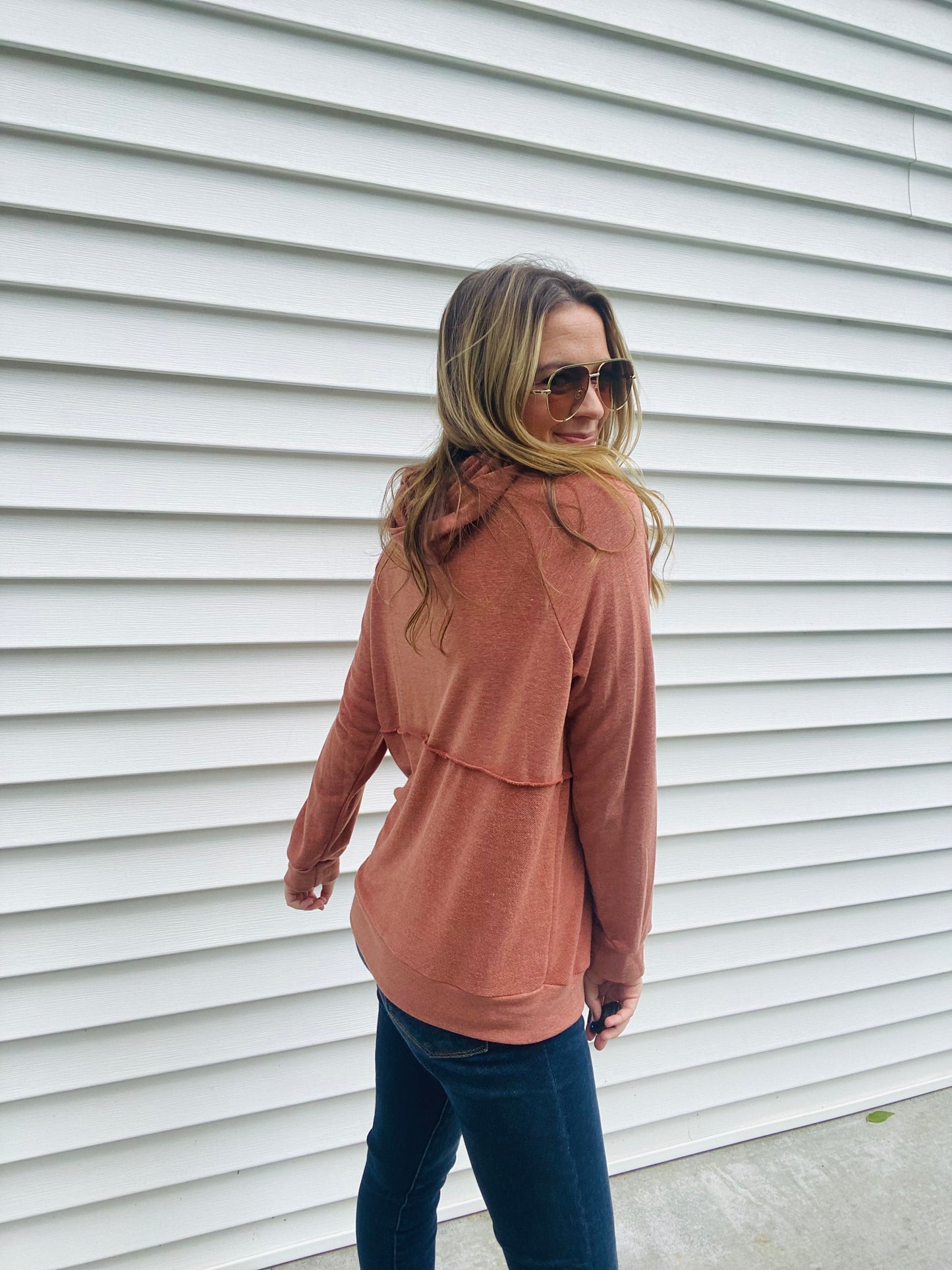Rust Terry Raglan Hoodie