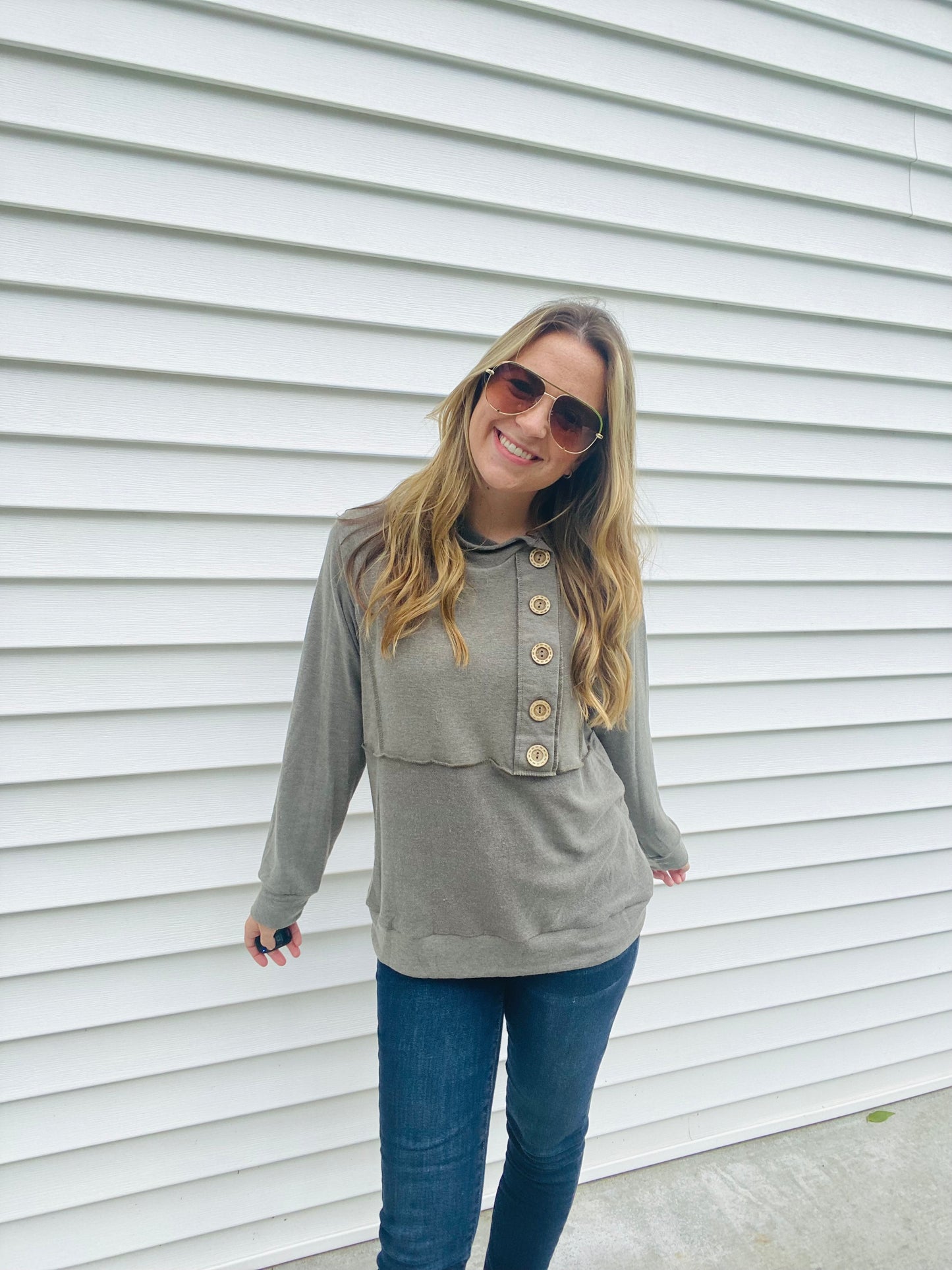 Grey Terry Raglan Hoodie