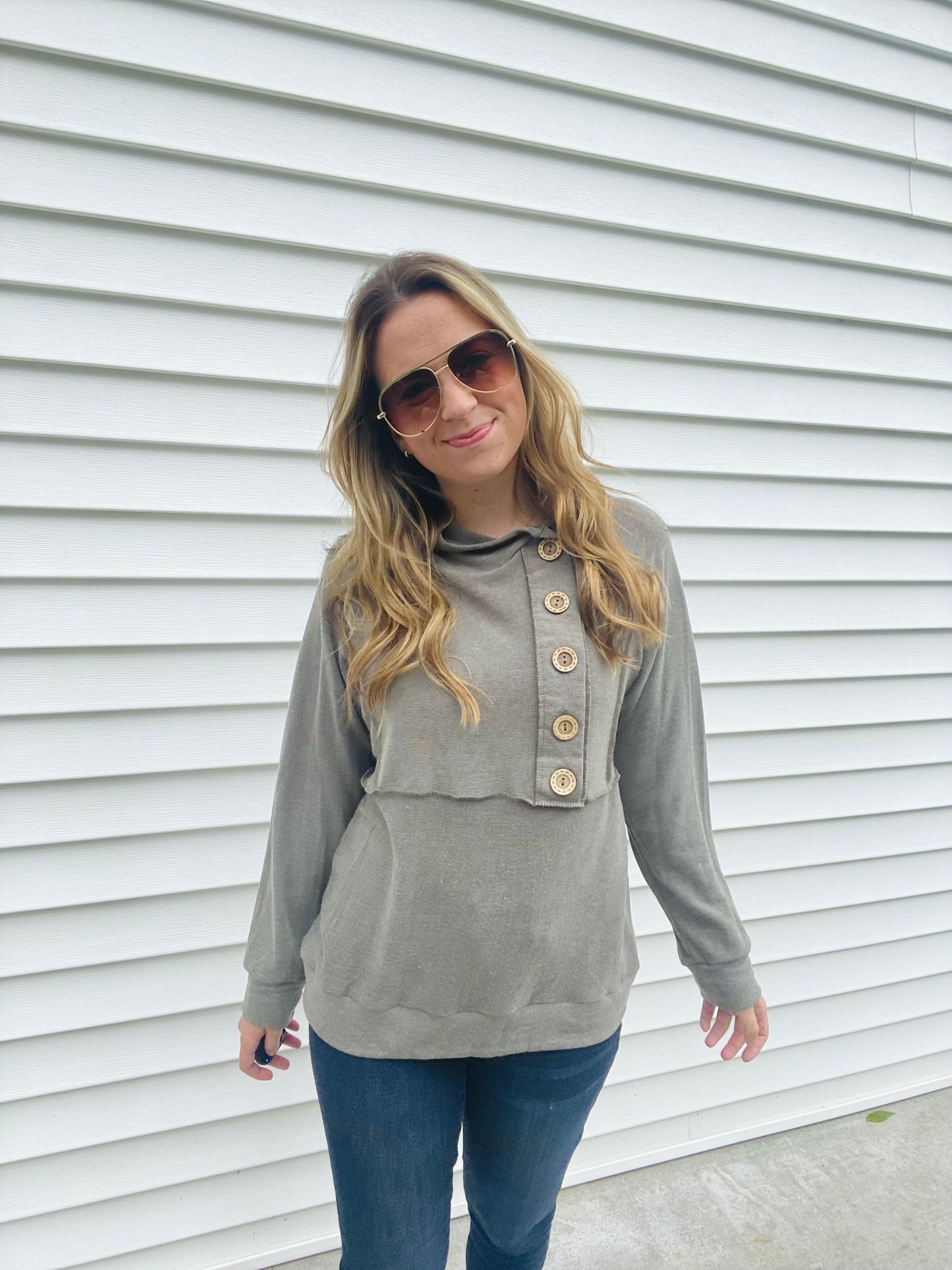 Grey Terry Raglan Hoodie